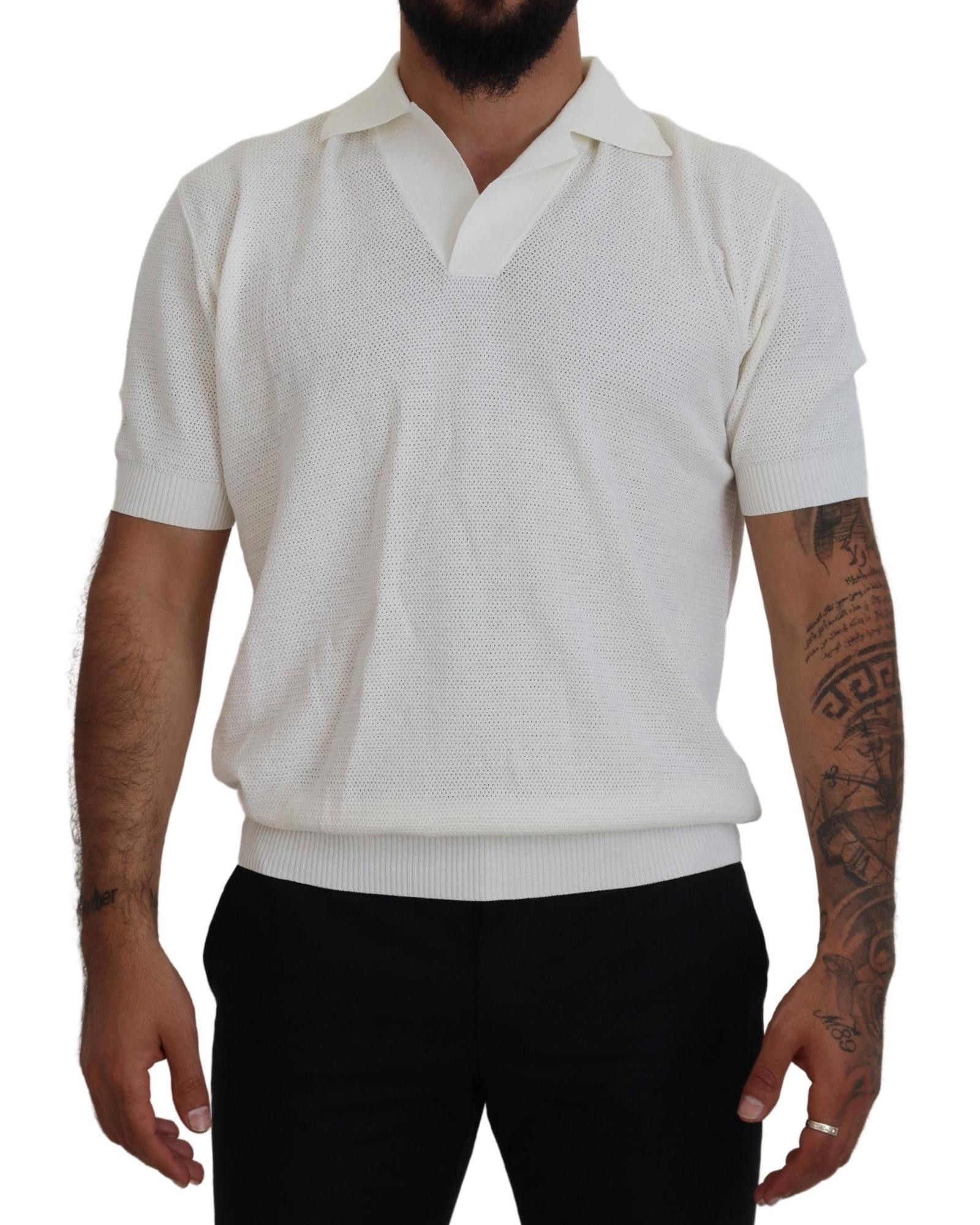 image of Dolce Gabbana Cotton Collared T-Shirt in White, Men's (Size XL)