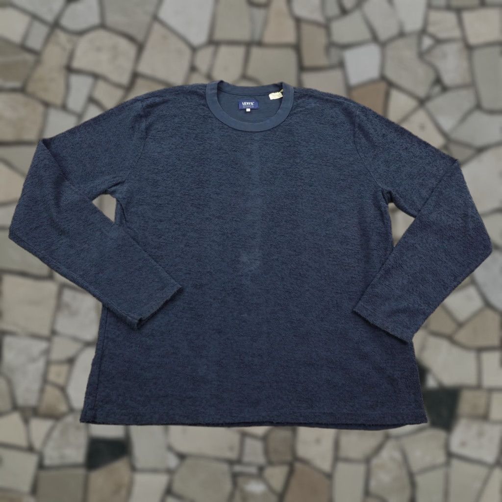 Levi's VINTAGE Levi's Made & Crafted Sweater Shirt Mens Large Navy Blue Textured Crewneck Pullover Size US L / EU 52-54 / 3 - 1 Thumbnail