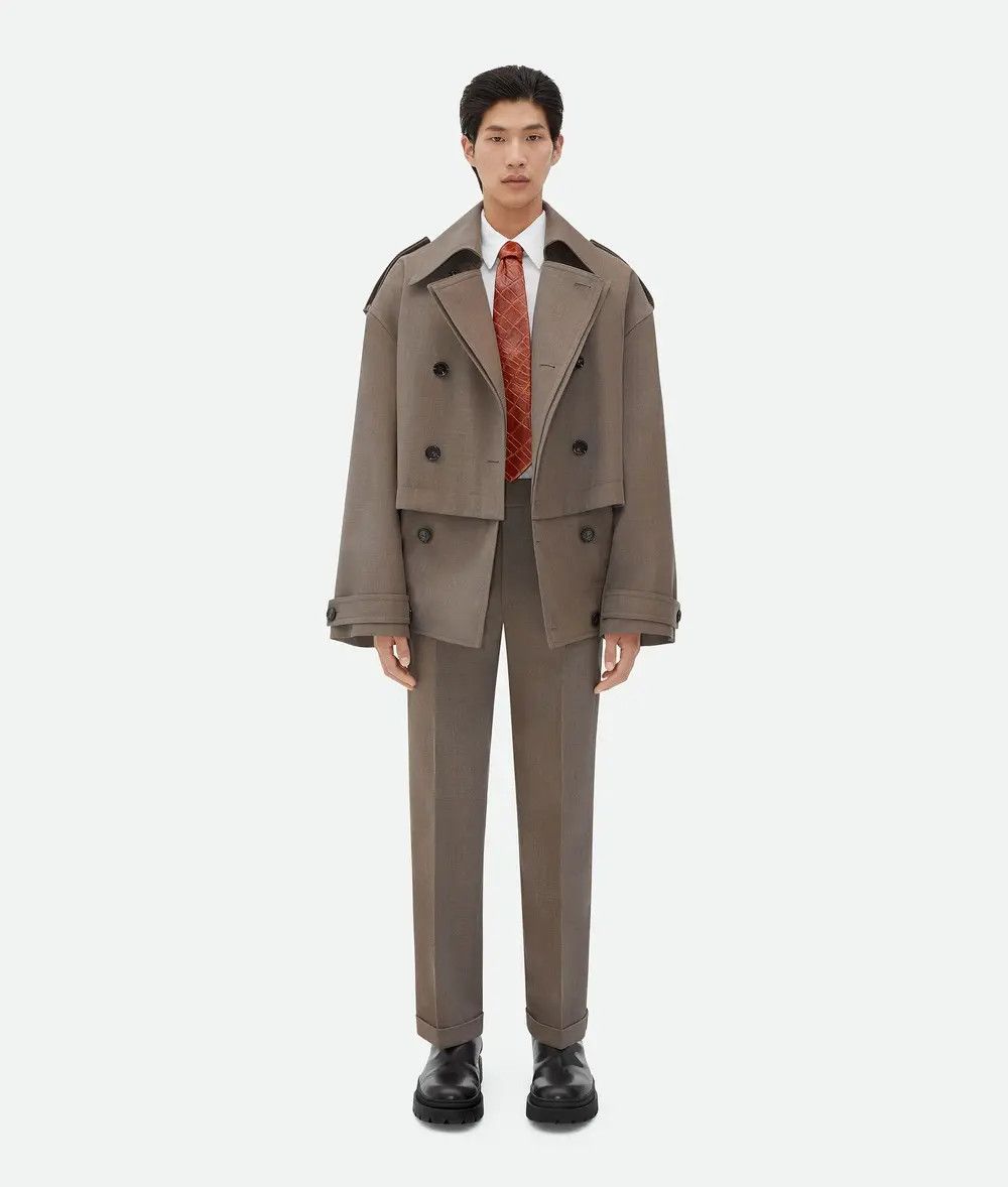 Bottega Veneta o1lf3ng11025 Wool Twill Cropped Trousers Grey/Ochre Melange Size US 36 / EU 52 - 4 Thumbnail
