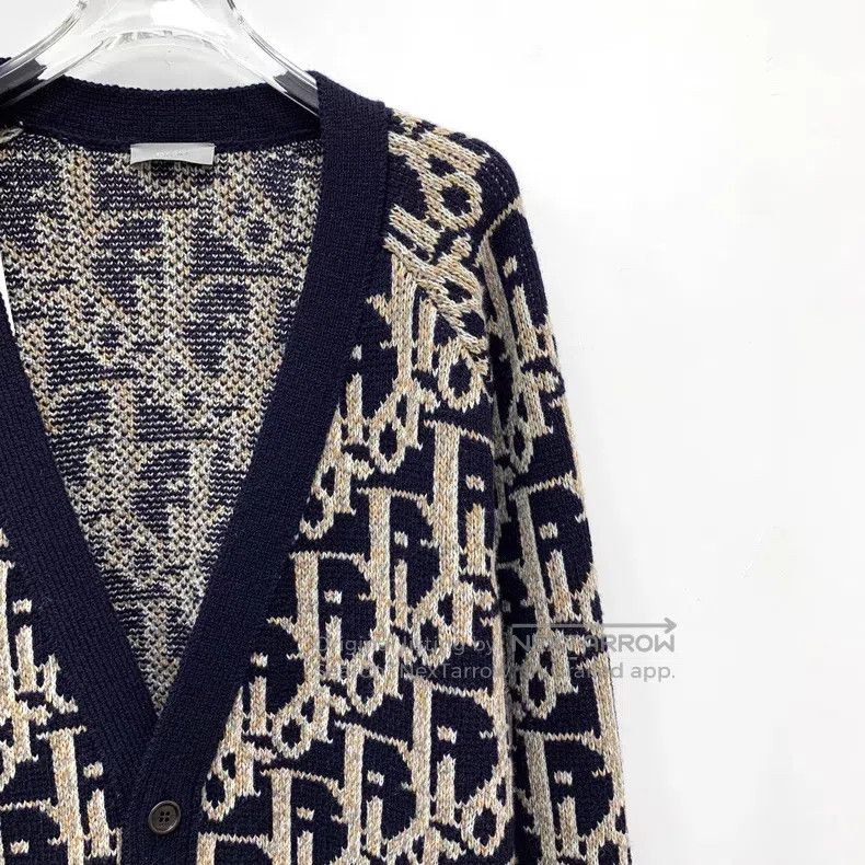 Dior Dior Colour block logo jacquard full-print wool V-neck sin Size US XL / EU 56 / 4 - 3 Thumbnail