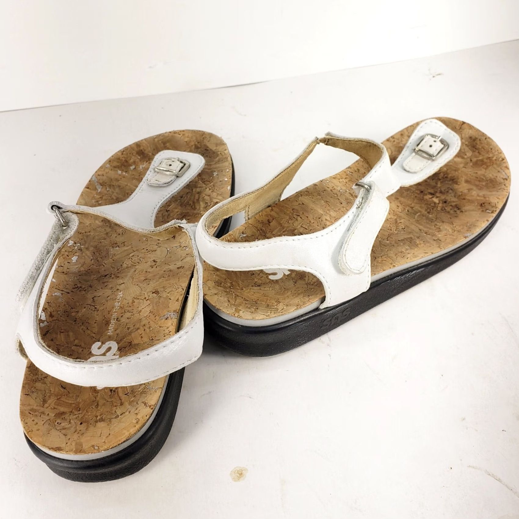 SAS VINTAGE SAS Tripad Sandal Womens 6M White Leather Ankle Strap Toe Post Casual Footwear Size US 6 / IT 36 - 5 Thumbnail