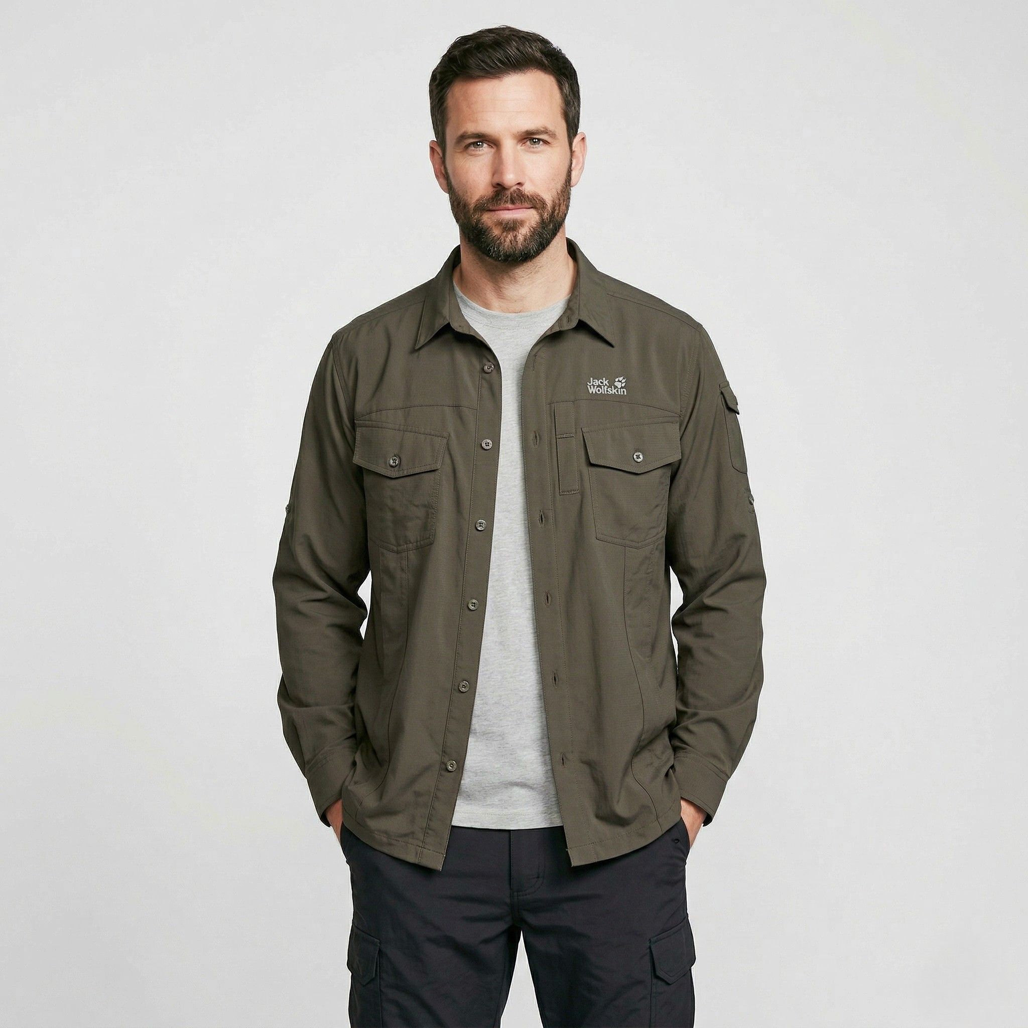Jack Wolfskin Jack Wolfskin Travel Men L Casual Shirt Green Nylon 1246 Size US L / EU 52-54 / 3 - 1 Thumbnail