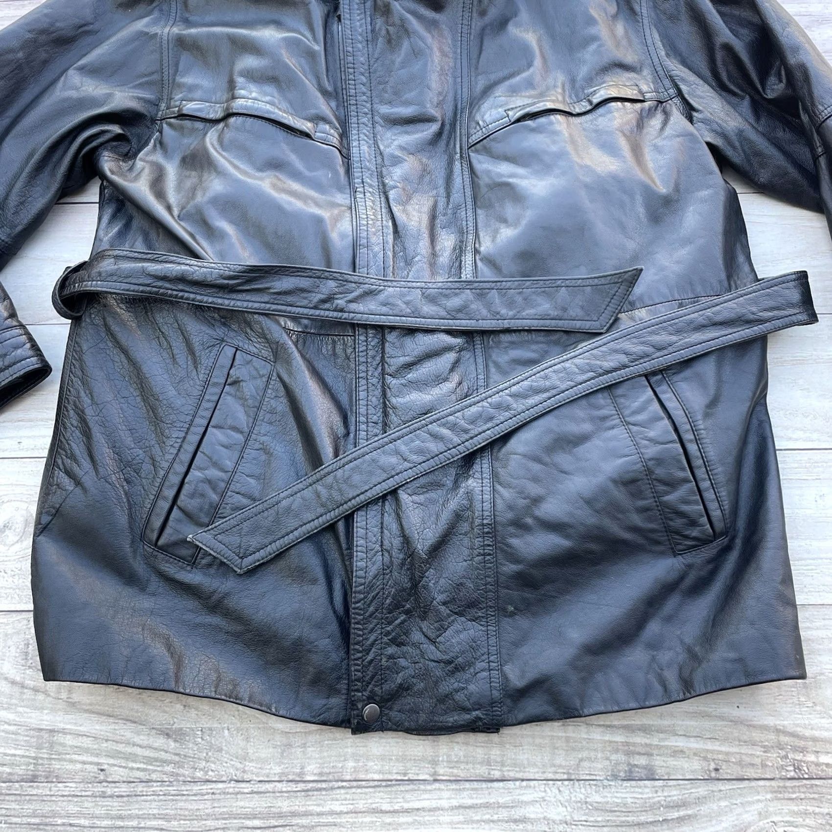 Vintage Wilsons Leather Jacket Bomber Jacket Pockets Fur Lined Black XL Mens coat Stand-Up Collar 90s Classic Outdoor Leather Zip Size US XL / EU 56 / 4 - 5 Thumbnail