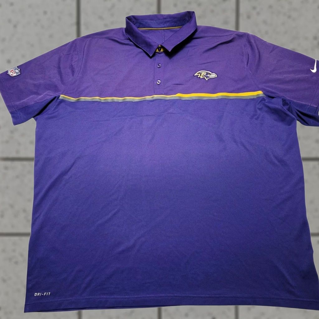 Nike Nike Dri-Fit On Field Apparel Baltimore Ravens Golf Polo Men's 3XL NFL Purple Short Sleeve Collared Athletic Regular Shirt Mens Size US XXL / EU 58 / 5 - 1 Thumbnail