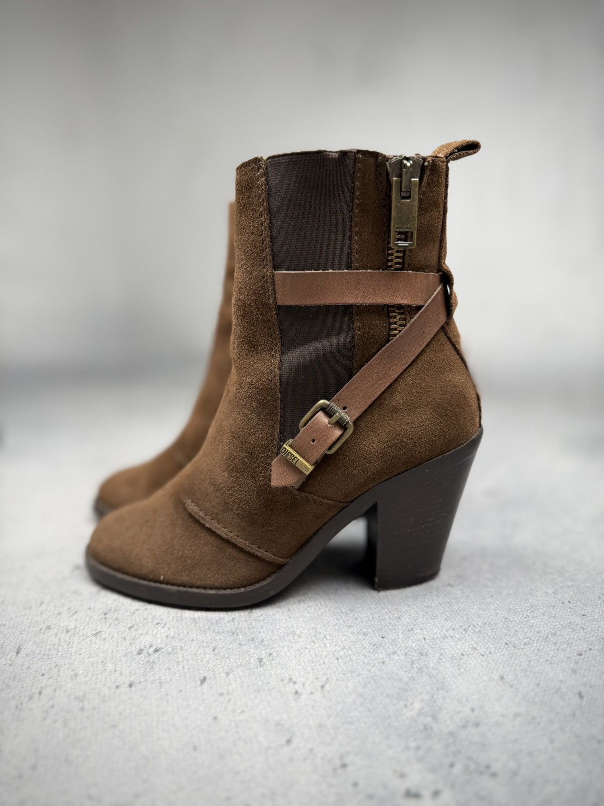 Diesel Diesel Suede Leather Heeled Ankle Boots Brown Buckle Strap Size US 8 / IT 38 - 2 Thumbnail