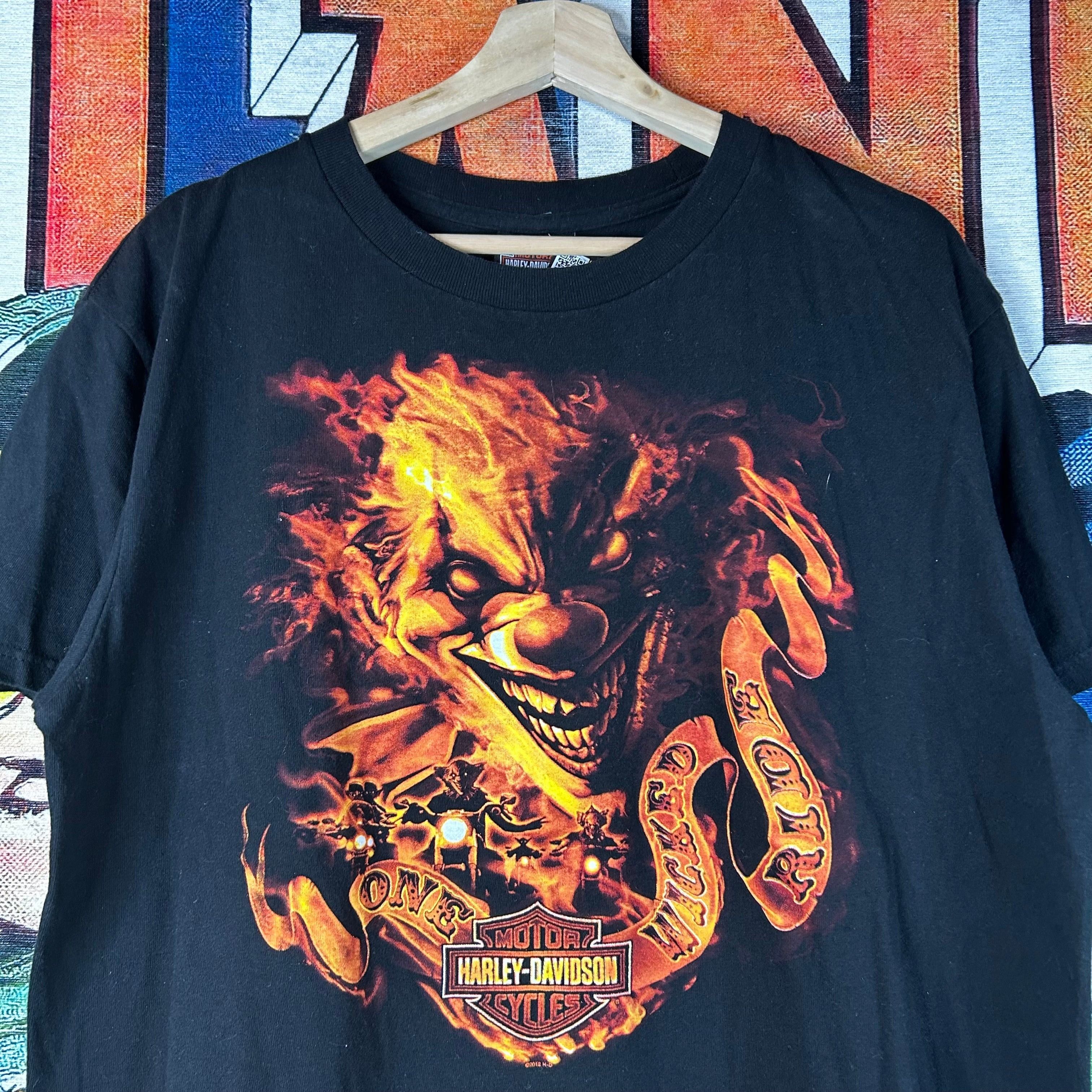 Harley Davidson × Vintage Harley Davidson ‘One Wicked Ride’ Flaming Clown Tee Size L Size US L / EU 52-54 / 3 - 6 Thumbnail