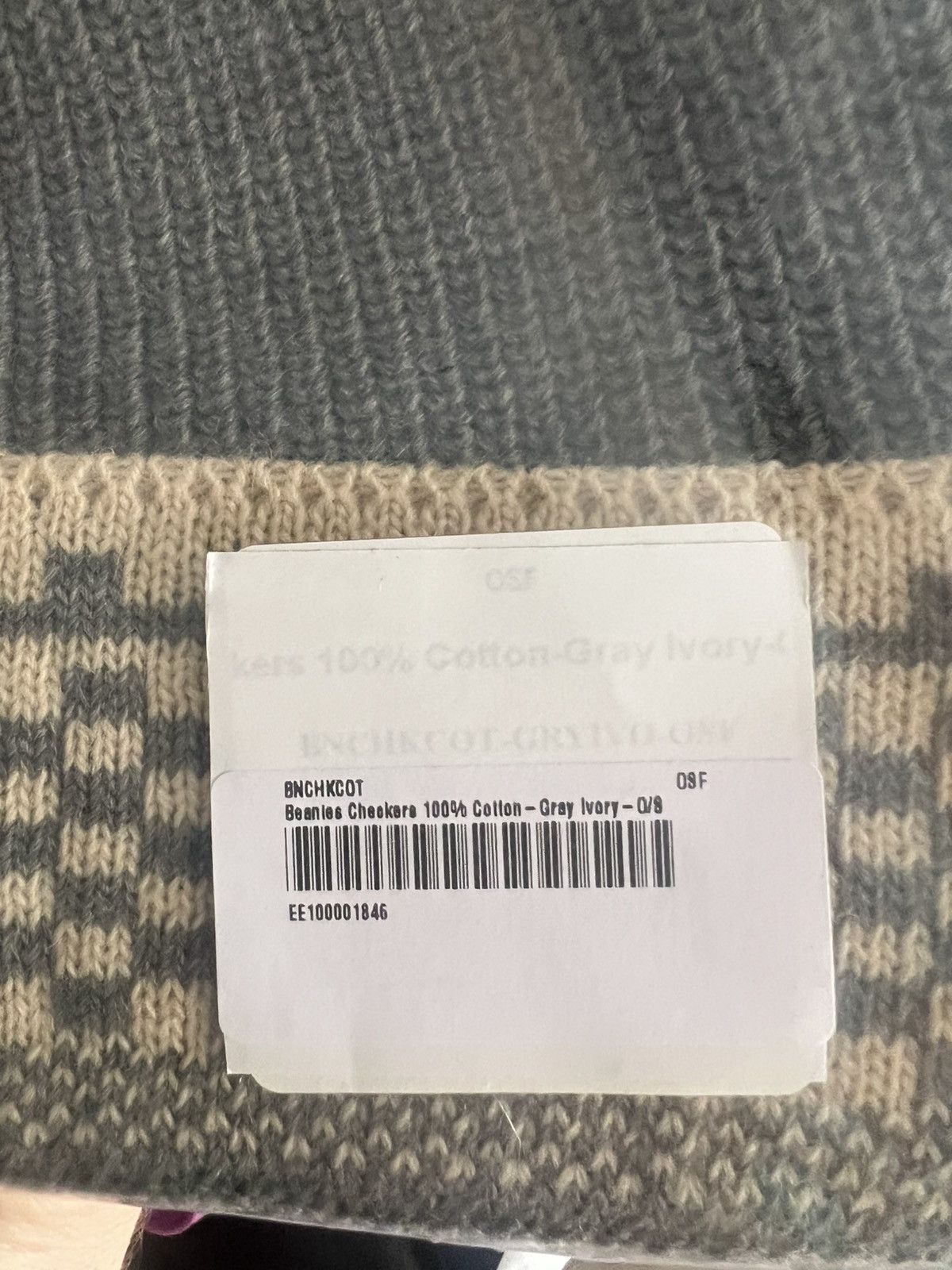Eric Emanuel Eric Emanuel EE grey & ivory checker winter hat beanie Size ONE SIZE - 2 Thumbnail
