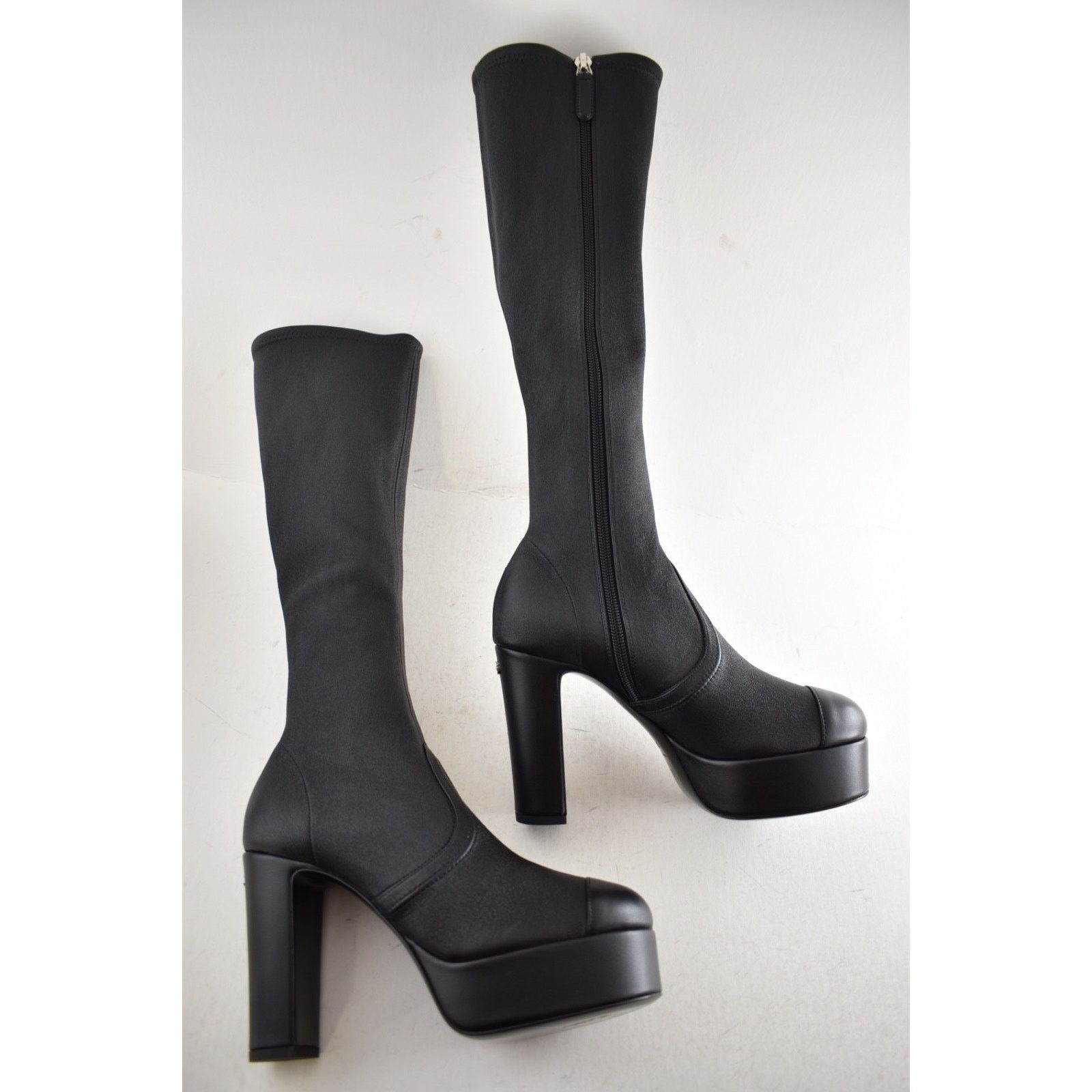 Chanel Chanel24K Stretch Lambskin CC Platform Knee High Boots 37.5C Size US 7.5 / IT 37.5 - 4 Thumbnail