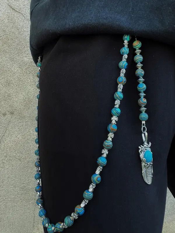 Jewelry Turquoise Beaded Chain Accessory with Feather Charm Size ONE SIZE - 2 Thumbnail