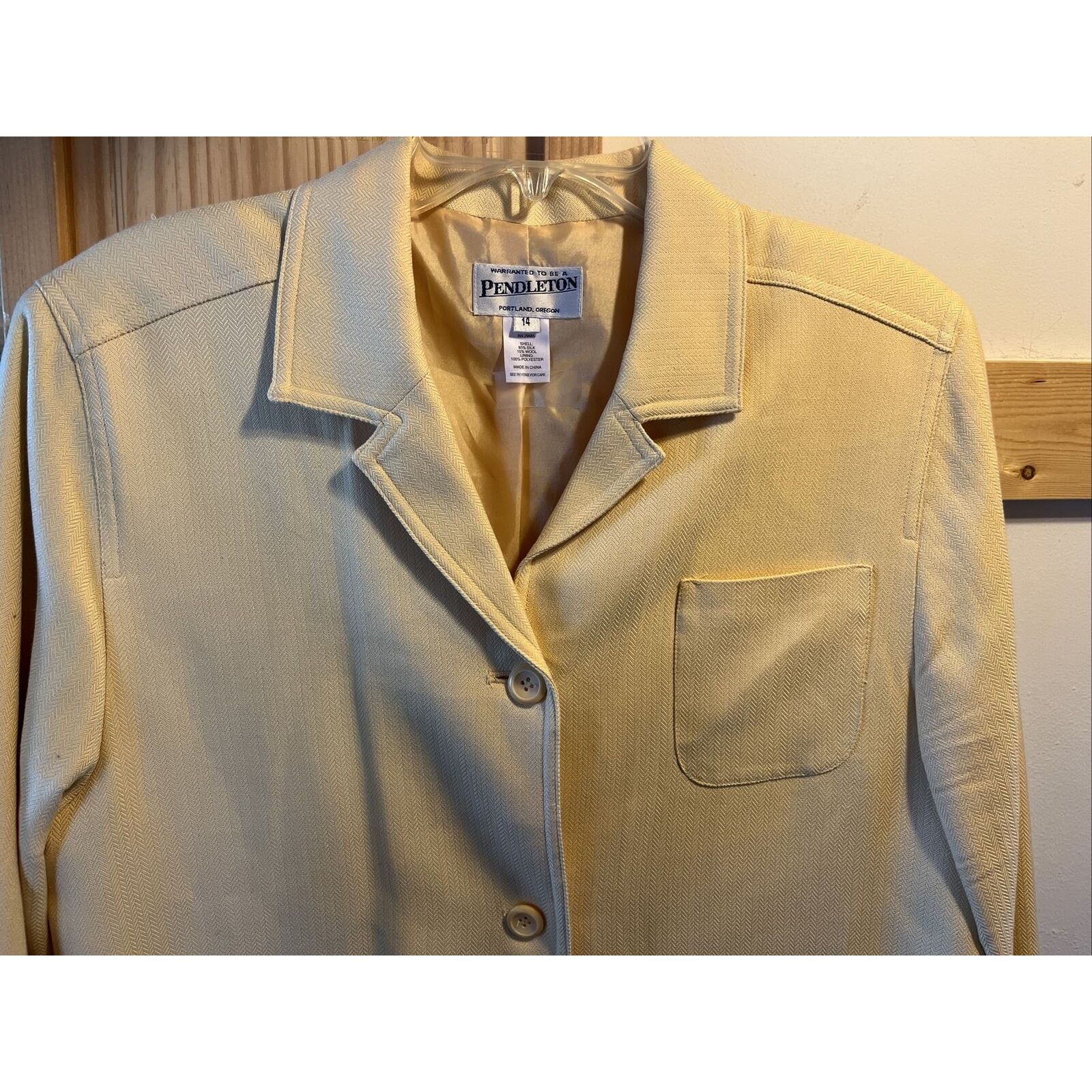 Pendleton Pendleton Womens 14 Wool Silk Blend yellow Dress Suit Blazer Size XL / US 12-14 / IT 48-50 - 7 Thumbnail
