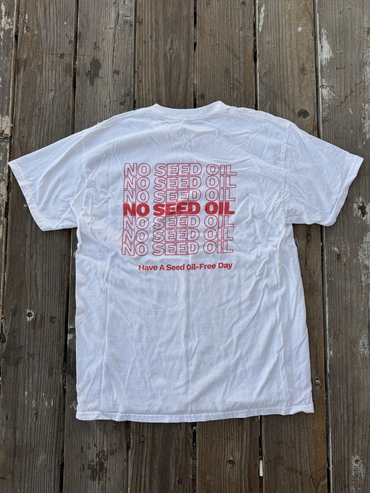 Vintage No Seed Oil Graphic Tee Size US XL / EU 56 / 4 - 1 Thumbnail