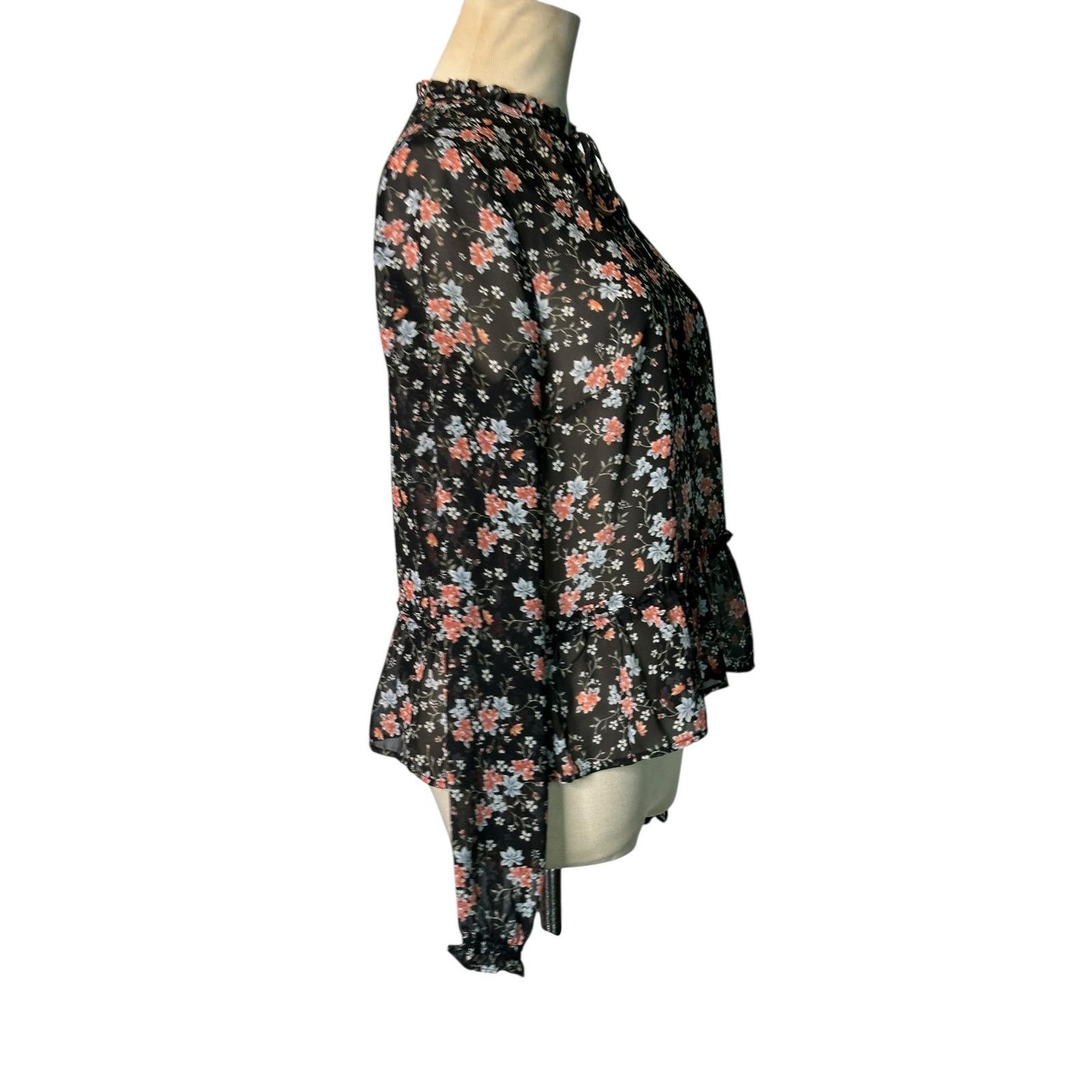 H&M H&M Divided black floral sheer long sleeves blouse size 4 Size S / US 4 / IT 40 - 11 Thumbnail