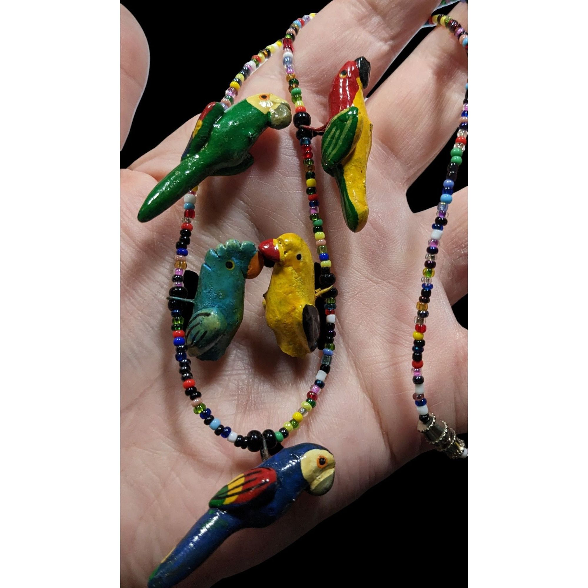 Handmade Handcrafted Parrot Necklace With Colorful Beads & Ceramic Bi Size ONE SIZE - 3 Thumbnail