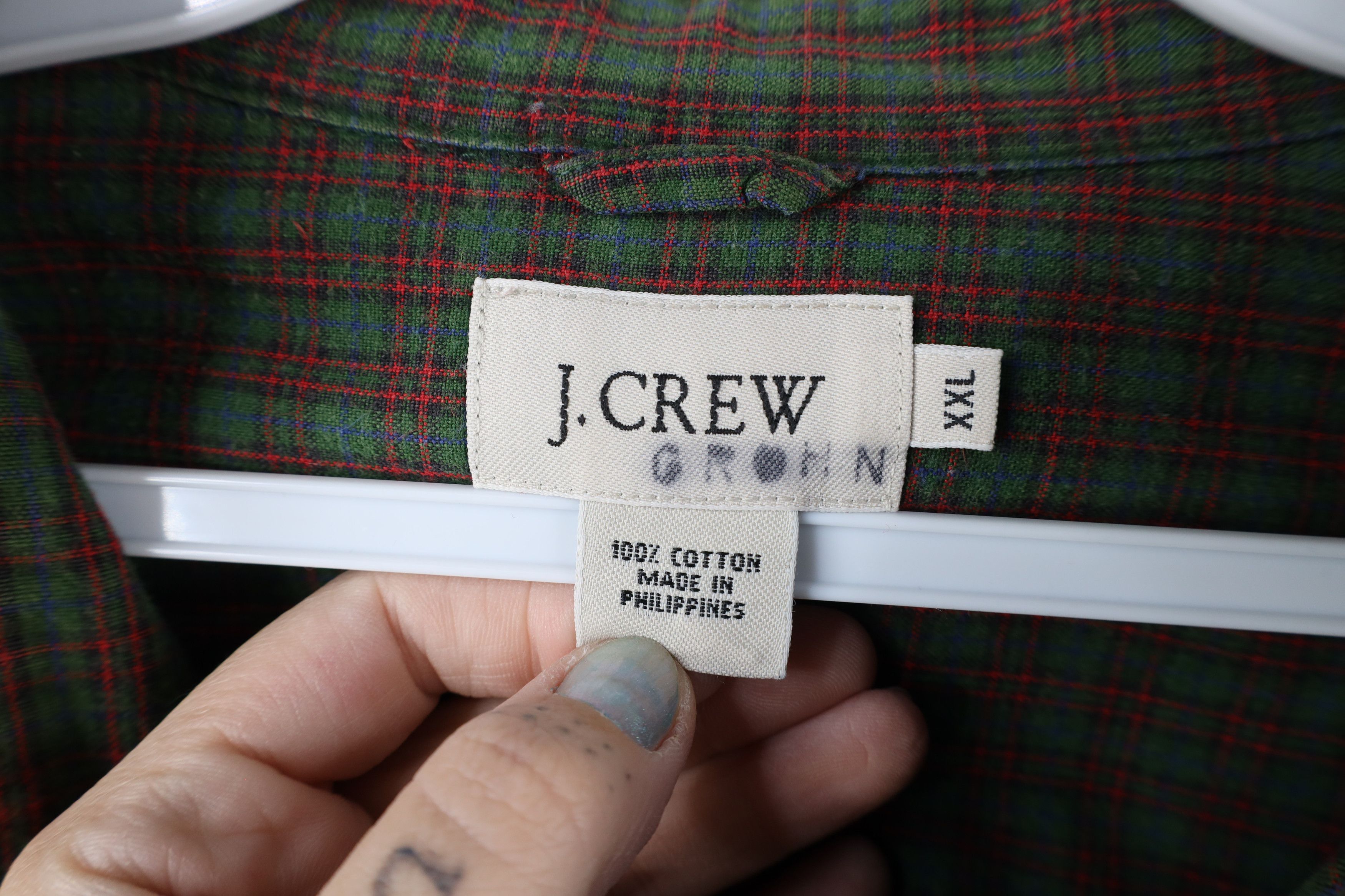 J.Crew × Vintage Vintage 90s J Crew Out Collared Button Down Shirt Plaid Size US XXL / EU 58 / 5 - 4 Thumbnail