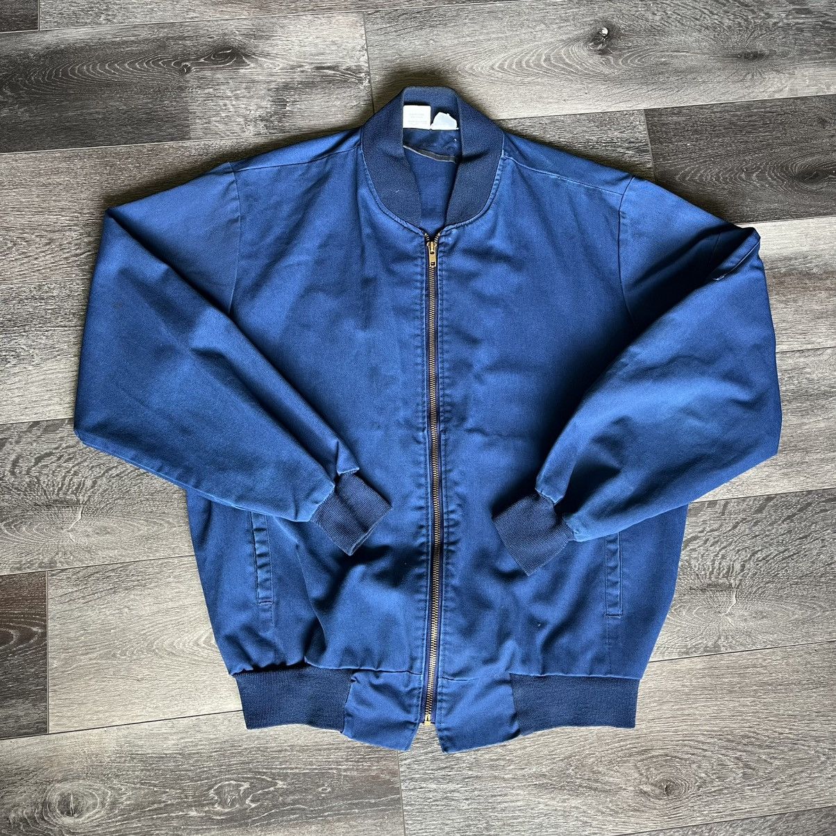 Vintage Vintage 1980s Unitog Navy Work Bomber Zip Up Jacket Blank Size US L / EU 52-54 / 3 - 1 Thumbnail