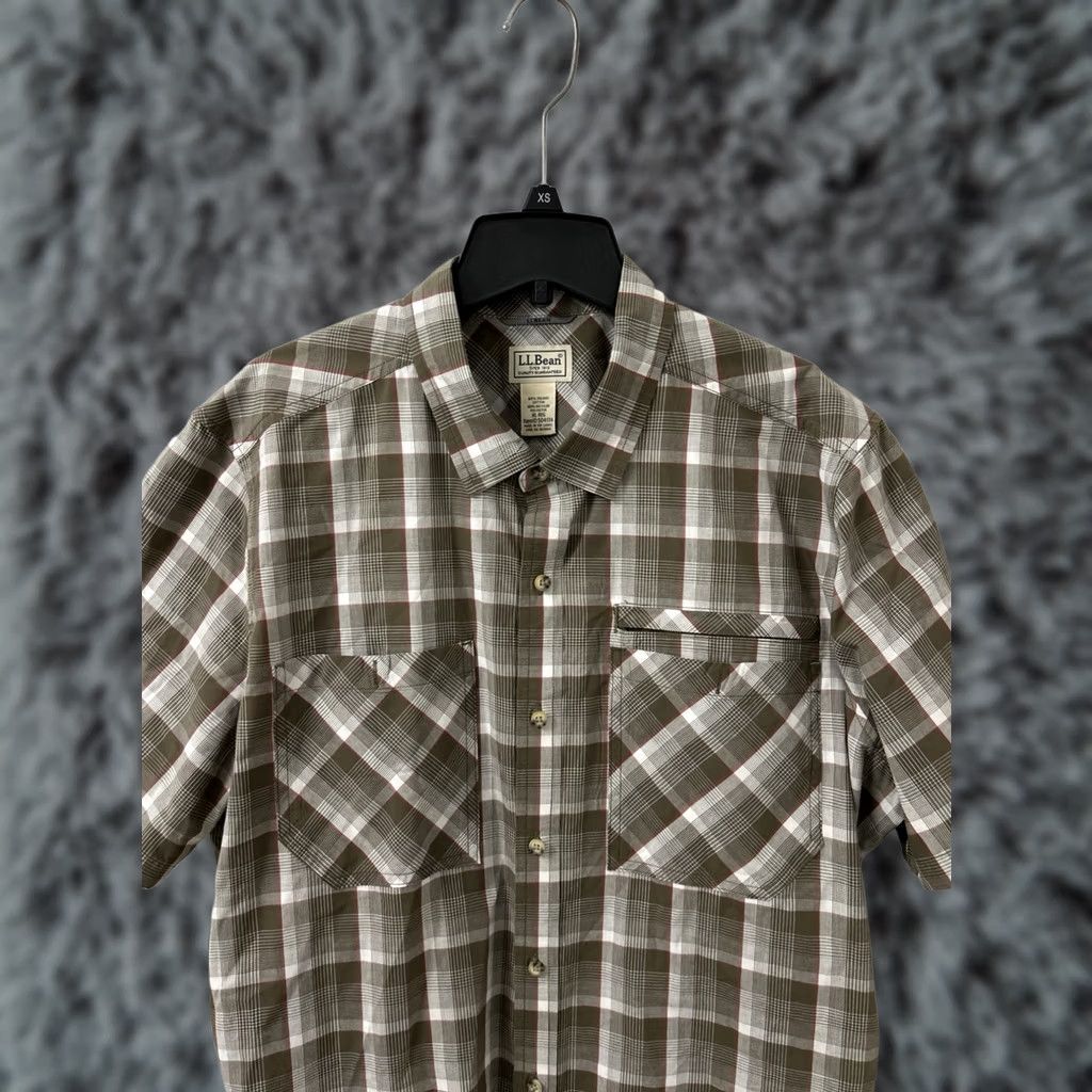 Vintage VINTAGE LL Bean Shirt Mens XL Brown Plaid Pockets Button Down S/S 504174 Size US XL / EU 56 / 4 - 1 Thumbnail