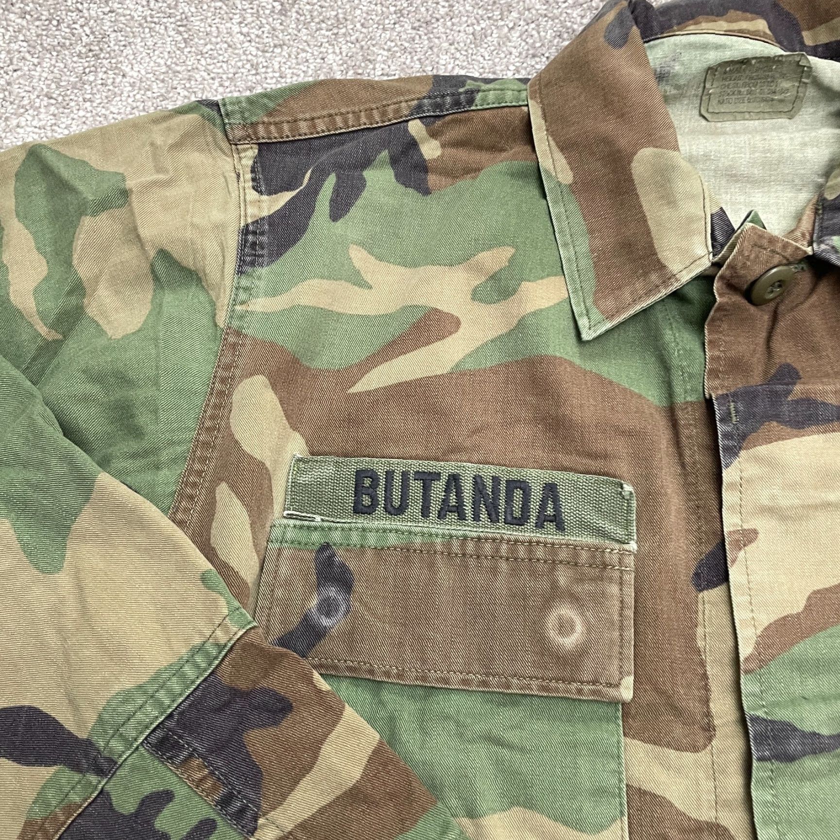 Vintage US Marine Army Military Jacket Mens Small Green Camouflage Button Down Size US 29 - 3 Thumbnail