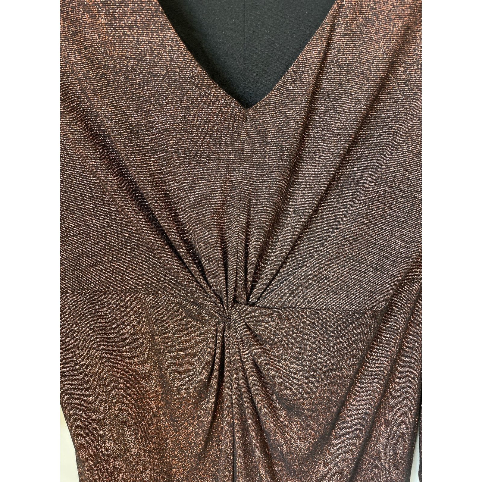 Jennifer Lopez Jennifer Lopez Gold Metallic Lurex Twist Front Sheath Mini,L Size L / US 10 / IT 46 - 4 Thumbnail
