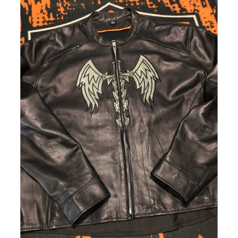 Genuine Leather NWOT Motorcycle Riding Jacket 2XL Men, Reflective Size US XXL / EU 58 / 5 - 7 Thumbnail