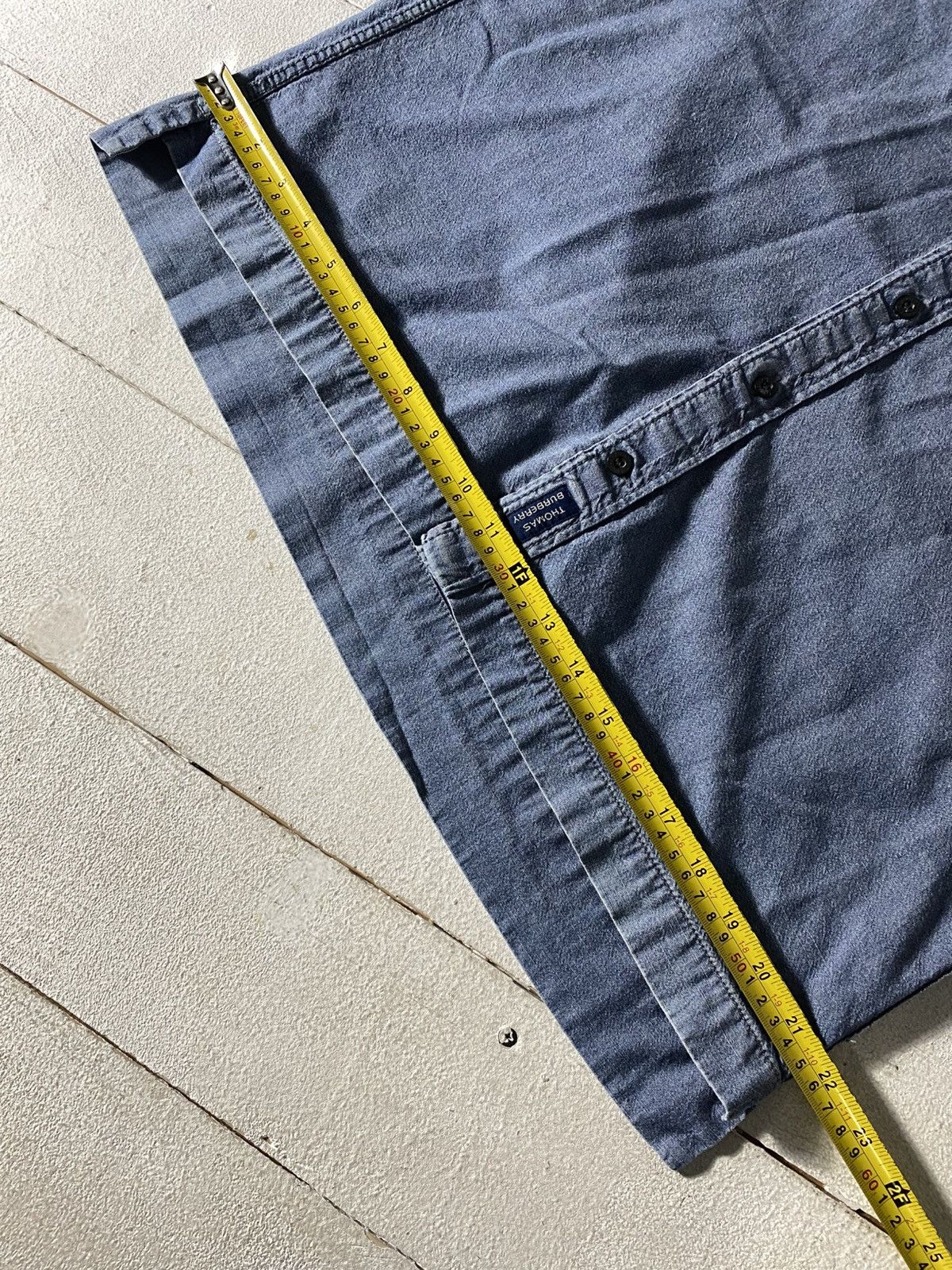 Burberry RARE Thomas Burberry Vintage Denim Shirt short sleeve 90s Size US L / EU 52-54 / 3 - 10 Thumbnail