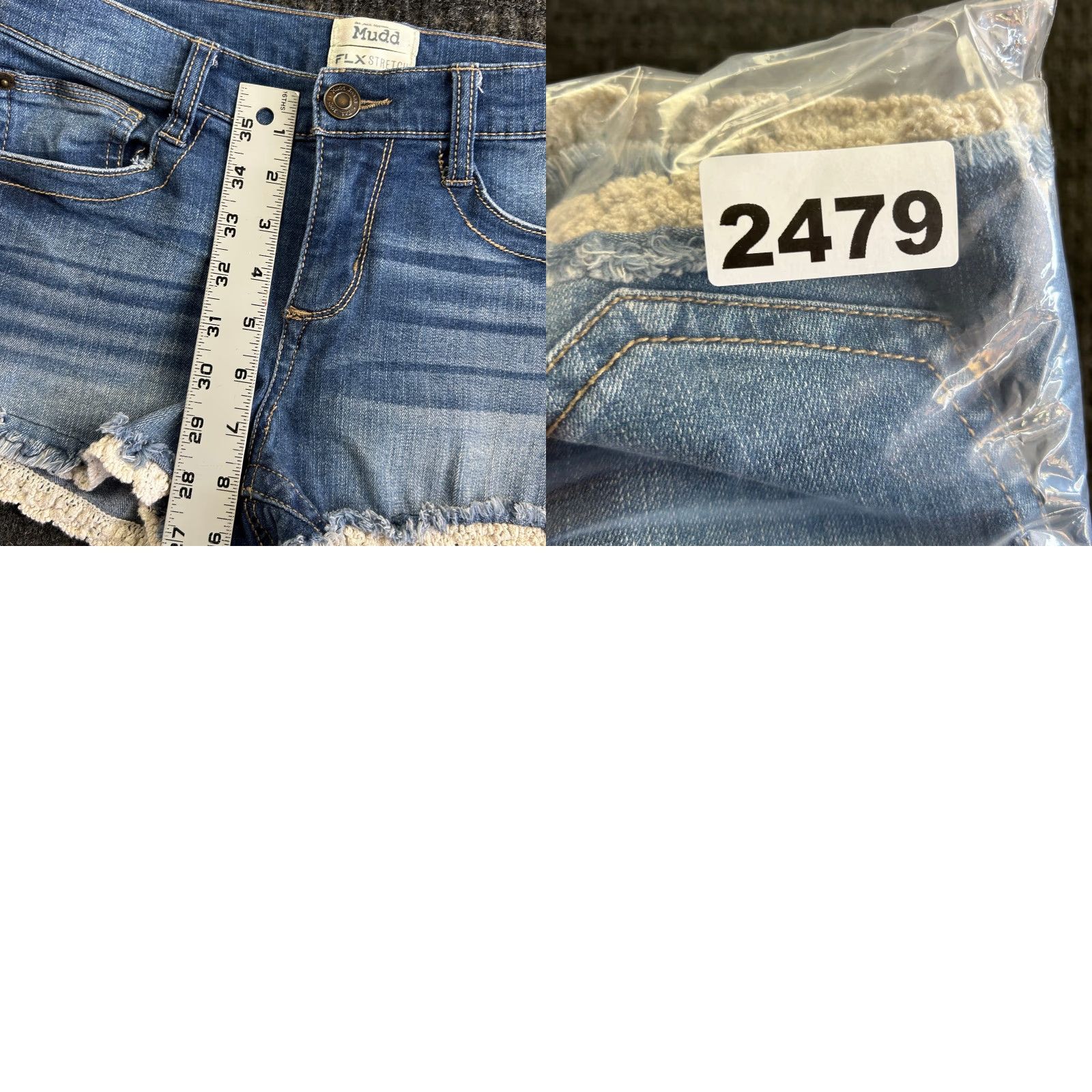 Vintage VINTAGE Mudd FLX Stretch Denim Jean Shorts Booty 9 Doily Lace Distressed y2k Size 30" / US 8 / IT 44 - 8 Thumbnail
