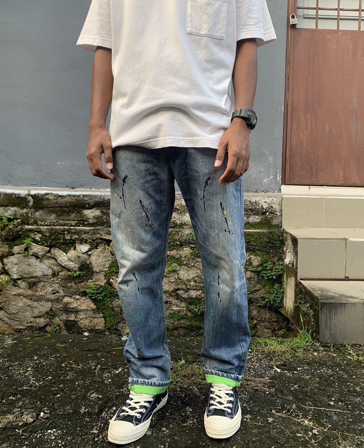 Vintage Vintage XSECAI Paint Splatters (Koi Fish Lined) Denim Jeans Size US 30 / EU 46 - 7 Thumbnail
