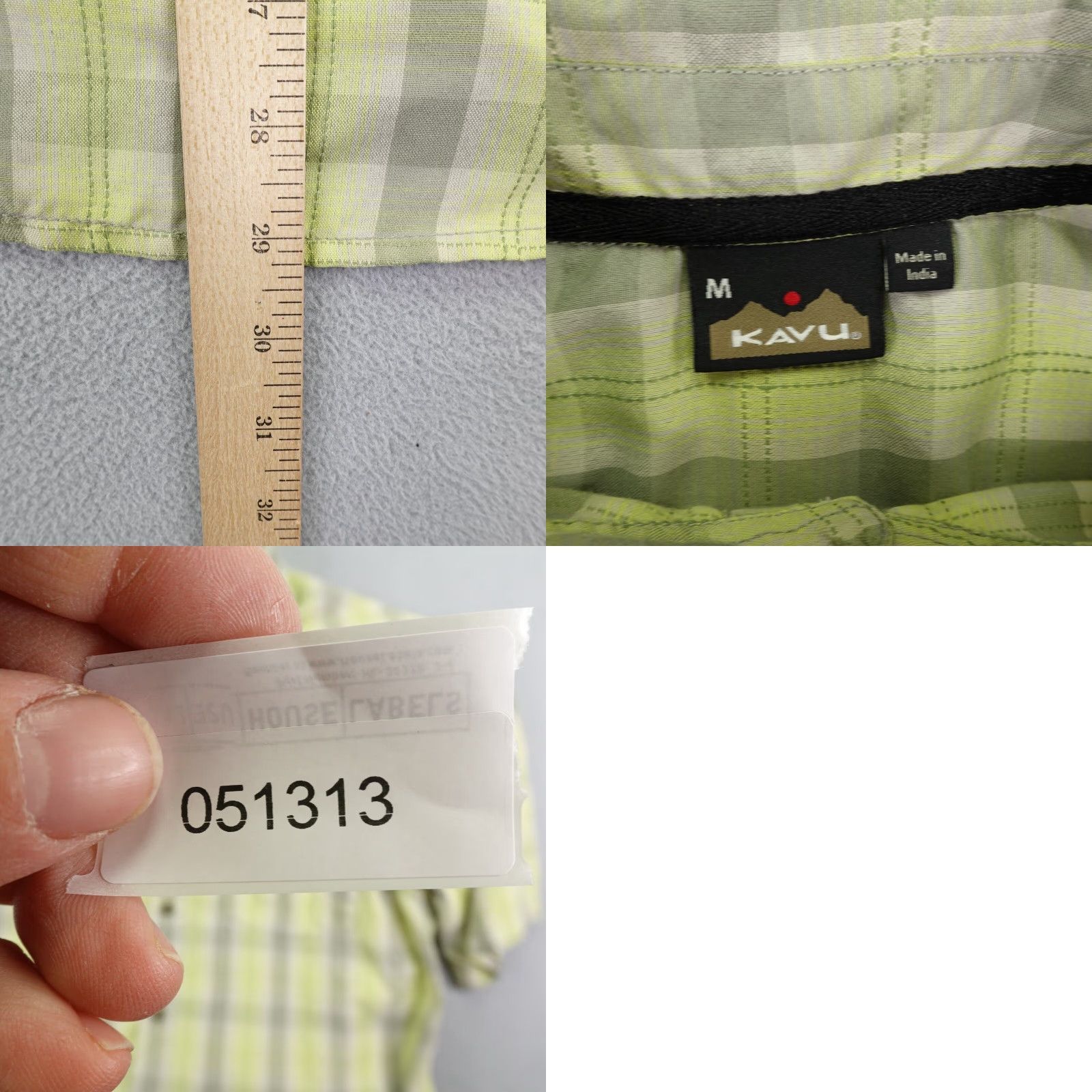 KAVU KAVU Shirt Mens Medium Green Plaid Button Up Outdoors Lightweight Camping Hiking Size US M / EU 48-50 / 2 - 8 Thumbnail