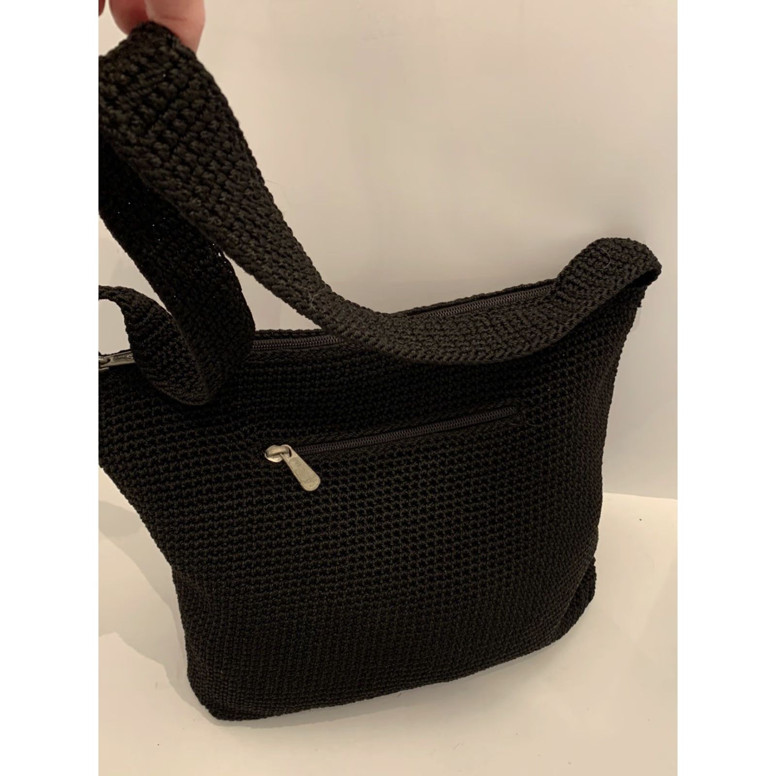 The Sak The Sak Black Crochet Shoulder Bag Zip Top Interior and Exterior Zip Pockets Size S / US 4 / IT 40 - 4 Thumbnail