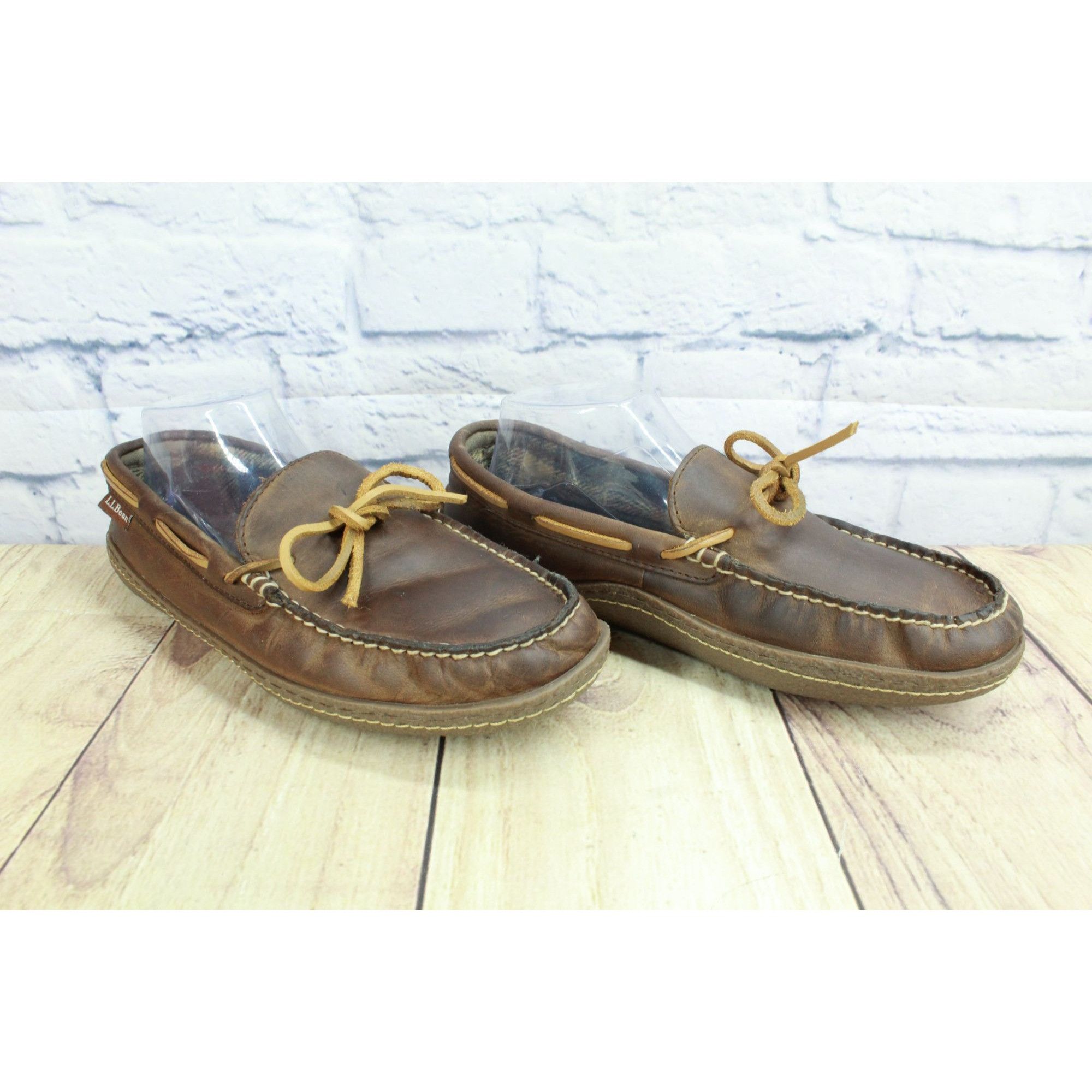 L.L. Bean LL Bean Men’s Brown Leather Flexible Handsewn Flannel-Lined Size US 7 / EU 40 - 3 Thumbnail