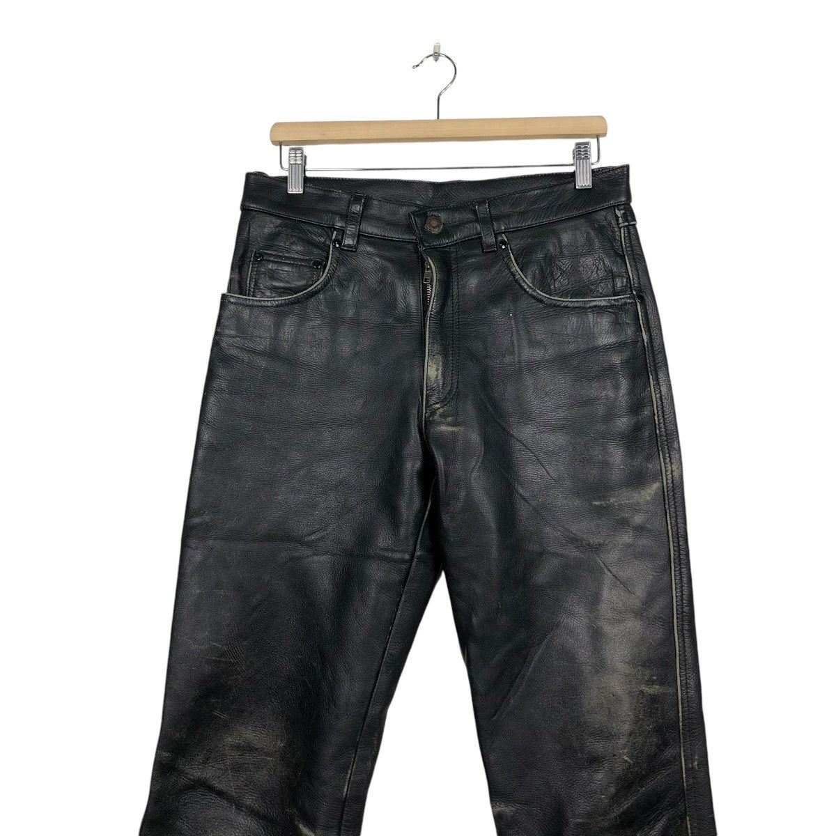 Genuine Leather 🔥VINTAGE BIKER GENUINE LEATHER PANTS FMC ISSEY MIYAKE Size US 33 - 6 Thumbnail