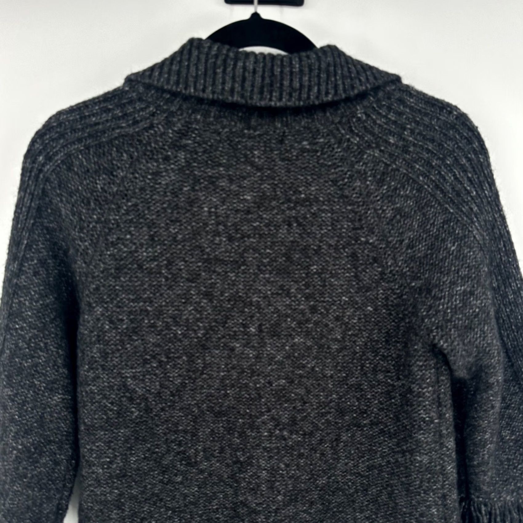 Vintage Marisa Christina Cardigan Women Charcoal Grey Wool Blend Fringe Toggle Knit 3/4 Sleeve Open Front Womens M Fall Winter Spring Knit Style Size M / US 6-8 / IT 42-44 - 6 Thumbnail