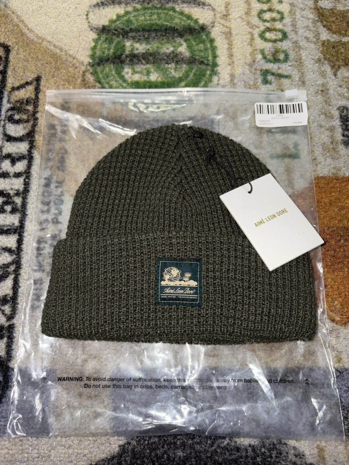 Aime Leon Dore Aime Leon Dore Waffle Knit Beanie Climbing Ivy Size ONE SIZE - 1 Thumbnail