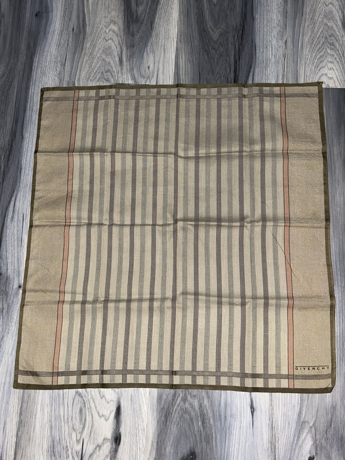 Givenchy Vintage Givenchy Green Striped Design Cotton Handkerchief Size ONE SIZE - 3 Thumbnail