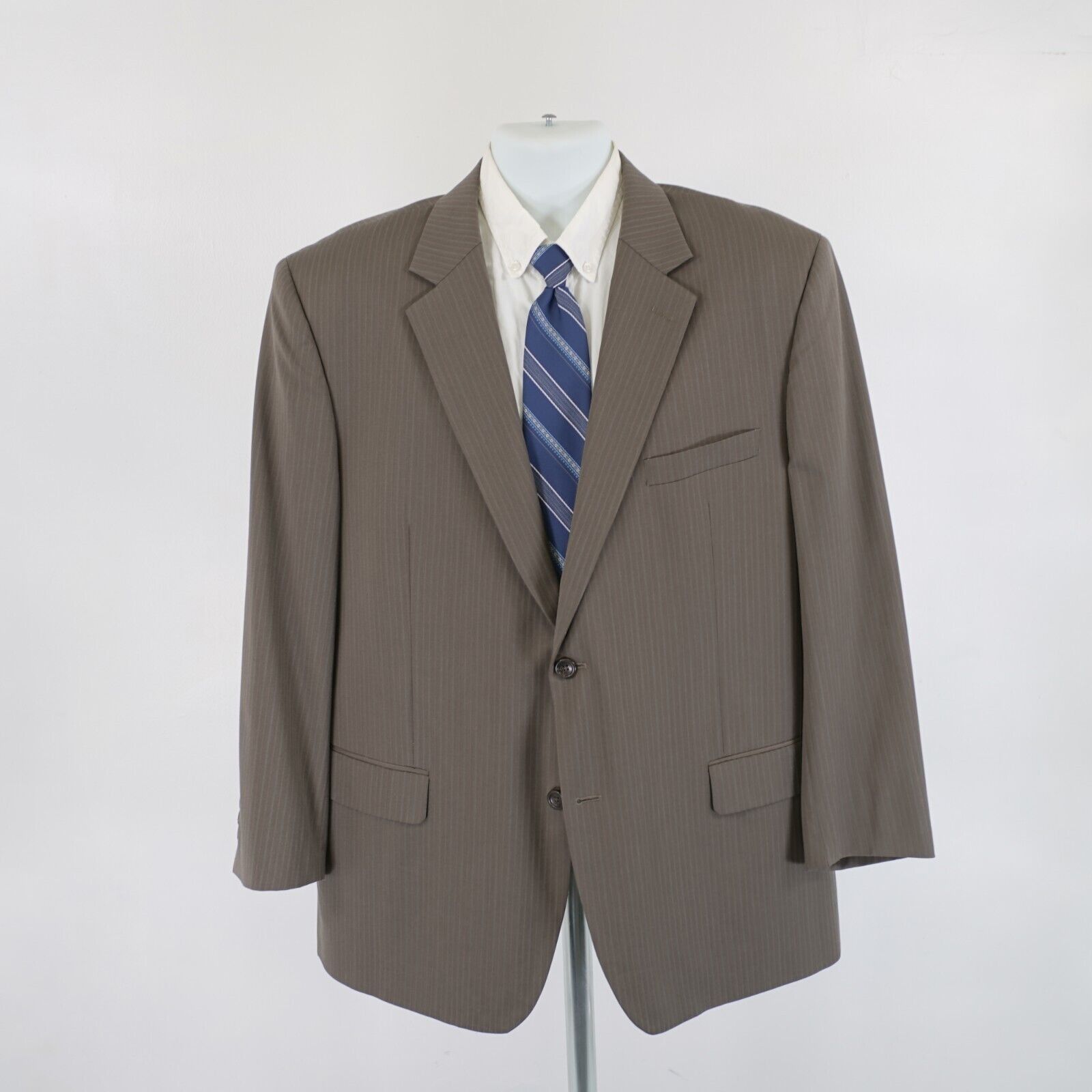 Joseph & Feiss Joseph & Feiss Wool Beige Green Herringbone Striped 2 Piece Size 42R - 8 Thumbnail