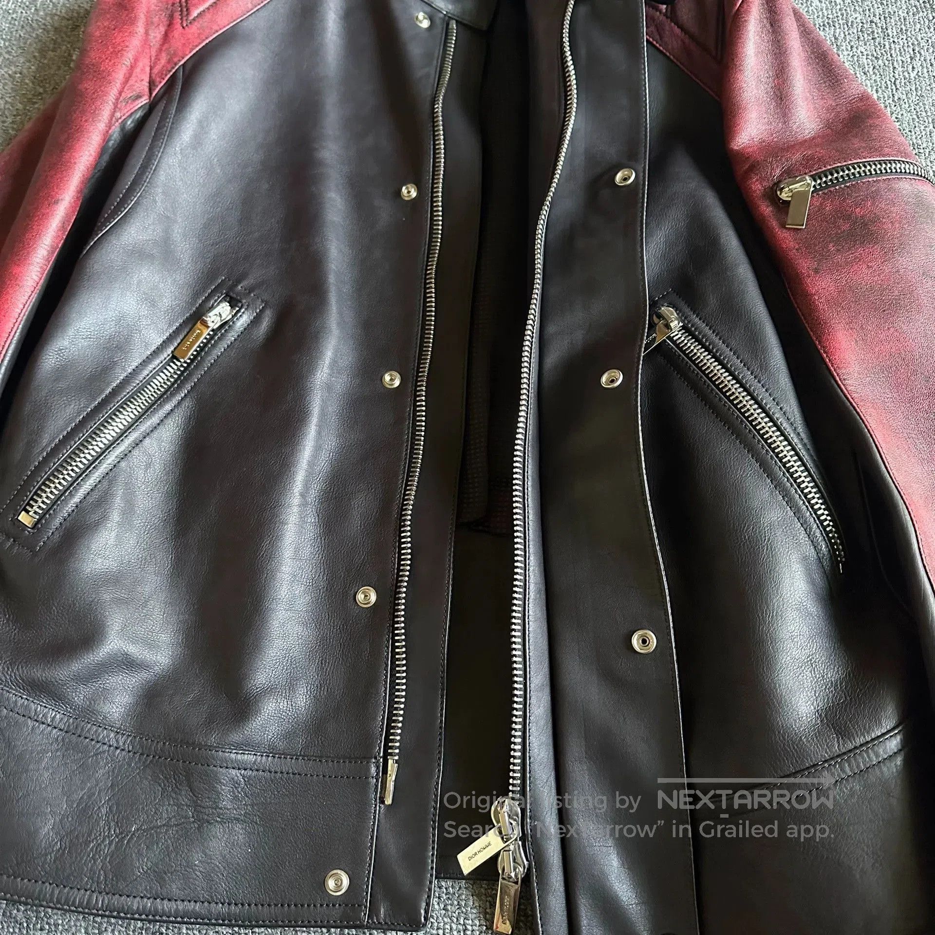 Dior dior homme black red leather motorcycle jacket. Size US M / EU 48-50 / 2 - 3 Thumbnail