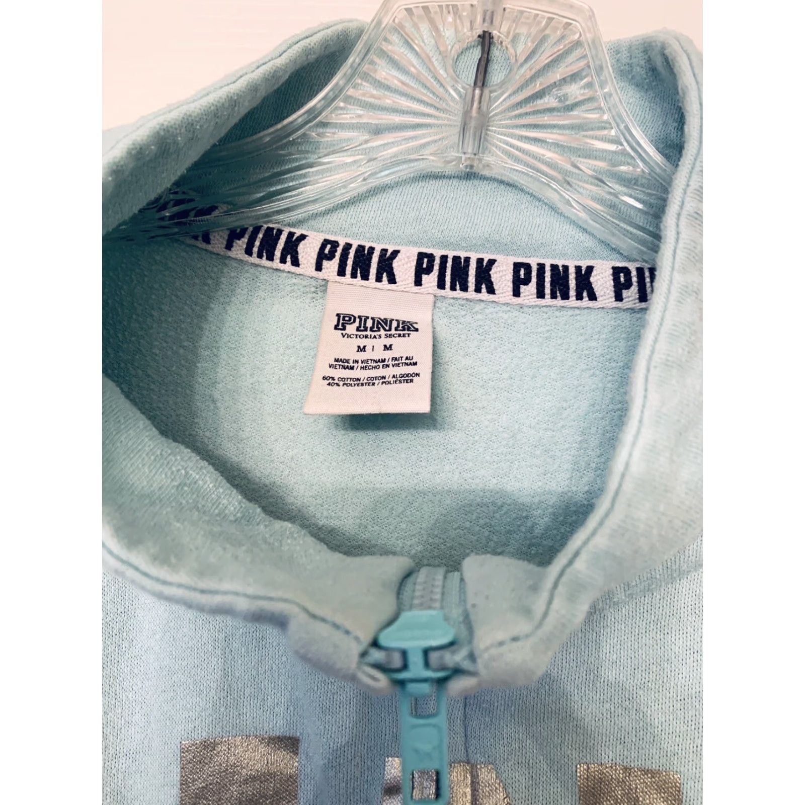 Victoria's Secret Victoria's Secret PINK Sweatshirt Womens Medium Blue 1/4 Zip Long Sleeve Pullover Activewear Set Blended Fabric Logo Zipper Size M / US 6-8 / IT 42-44 - 2 Thumbnail