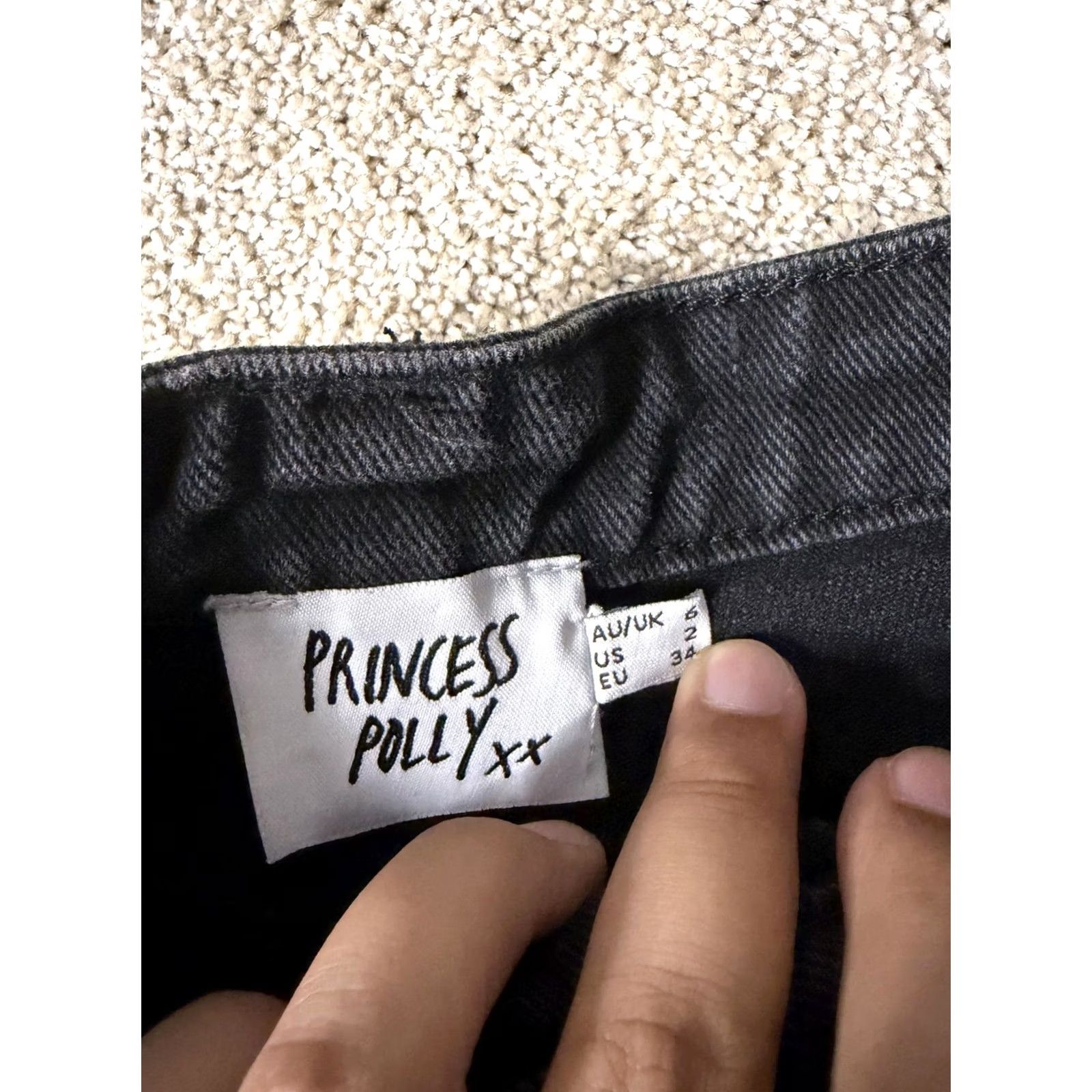 PRINCESS POLLY Princess Polly Shorts Womens 2 Black Denim High Rise Mom Relaxed Fit Cuffed Size 26" / US 2 / IT 38 - 5 Thumbnail