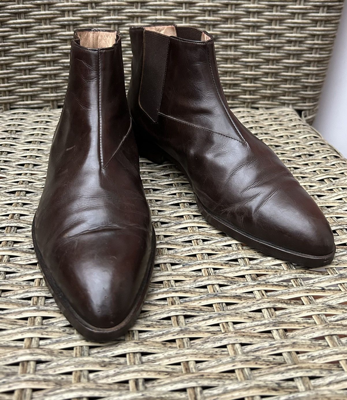 Jil Sander × Vintage Vintage Jil Sander + Leather Brown Ankle Chelsea Boots Size US 5.5 / IT 35.5 - 6 Thumbnail