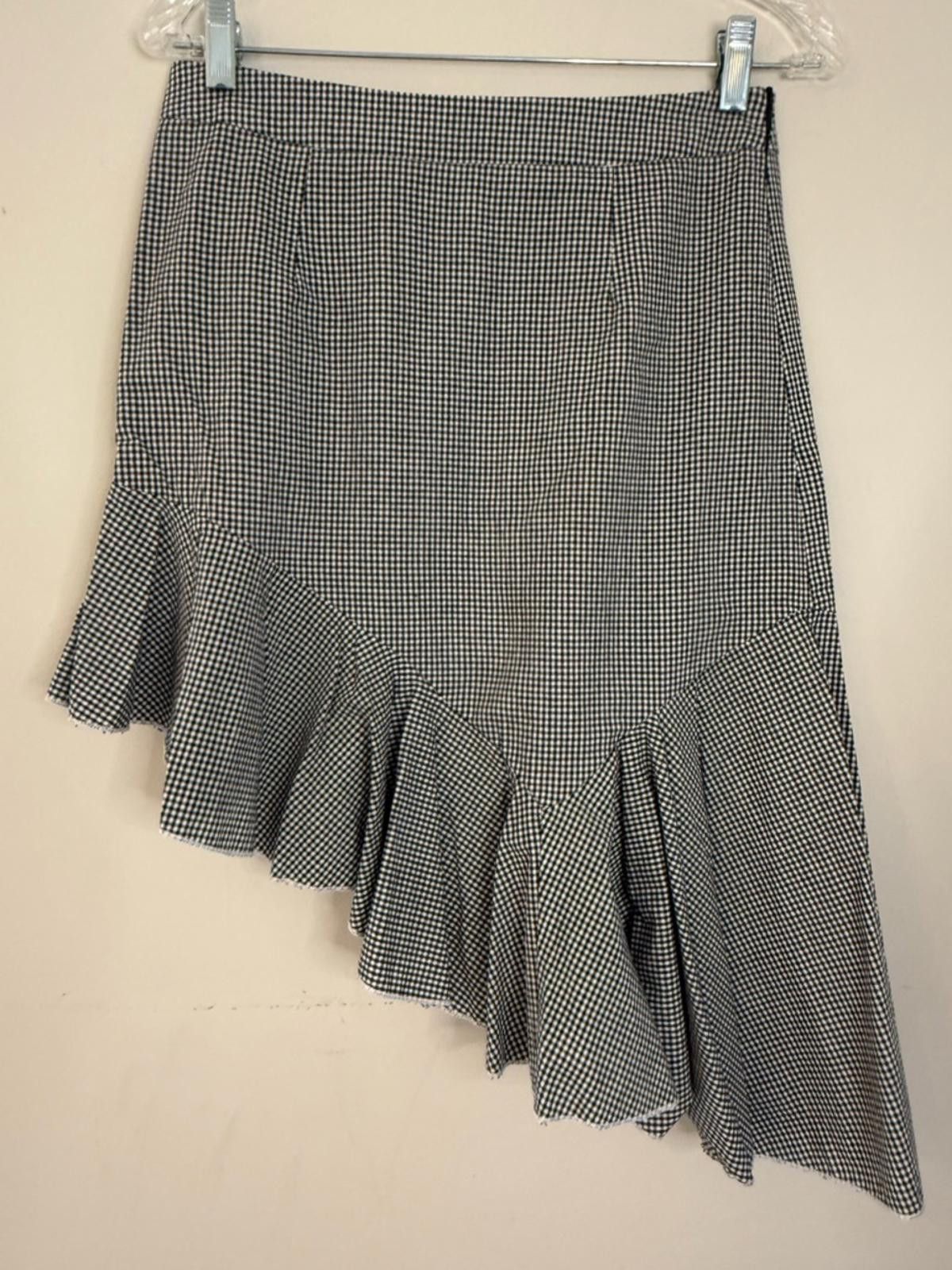 Polo Ralph Lauren POL black & white checkered dramatic asymmetrical skirt SM Size 28" / US 6 / IT 42 - 3 Thumbnail