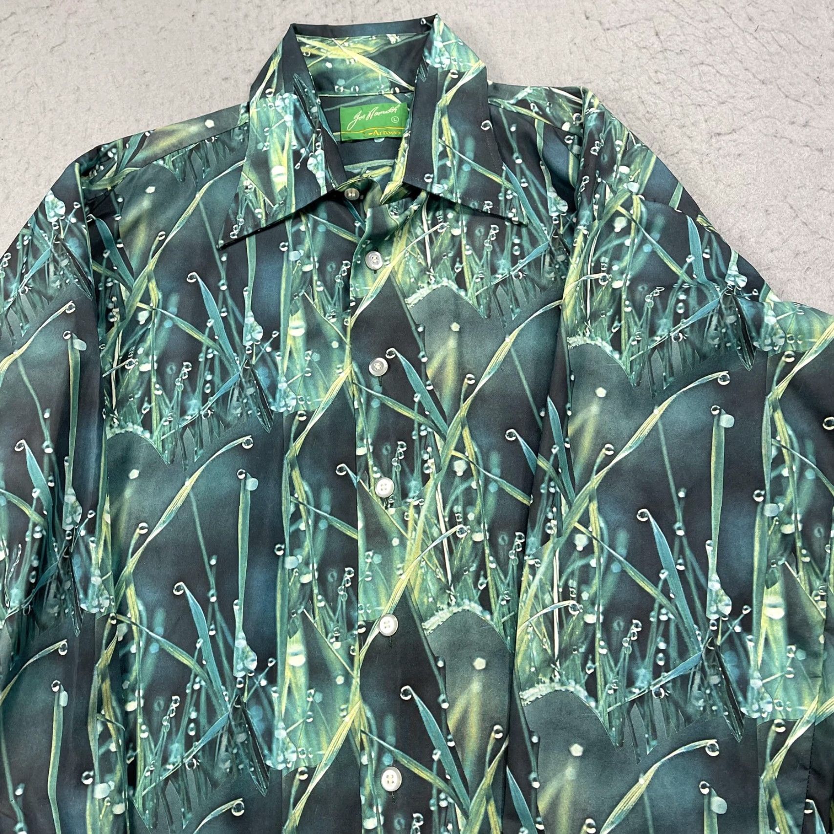 Arrow VINTAGE Joe Namath by Arrow Shirt Mens L Green Grass Graphic Print 70s Size US L / EU 52-54 / 3 - 3 Thumbnail