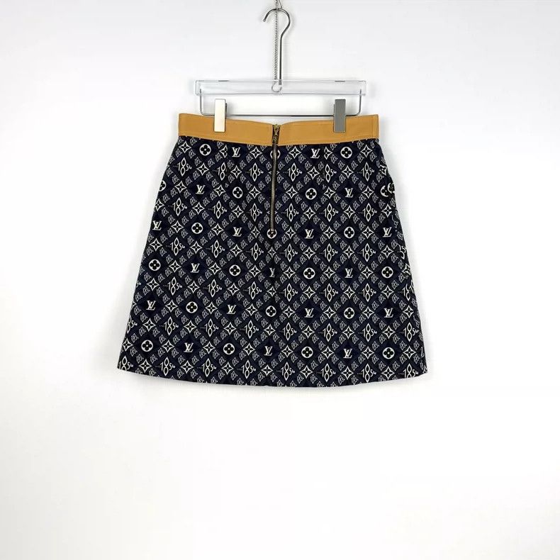 Louis Vuitton Louis Vuitton Dark blue patchwork design full logo skirt 25 Size 39" - 4 Thumbnail