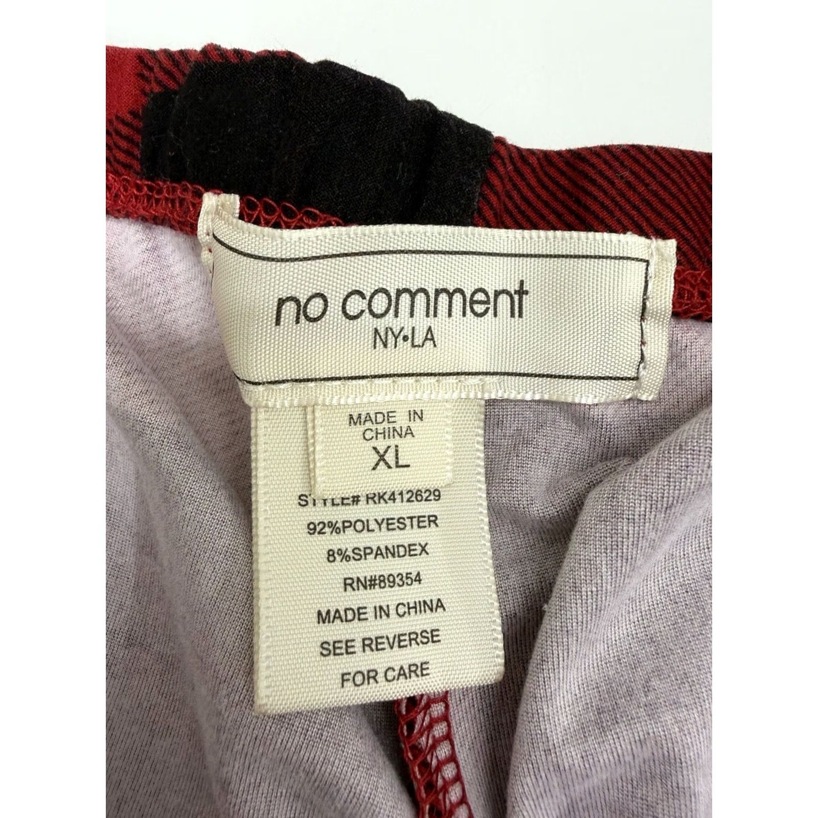 Vintage No Comment Ankle Womens XL Black Leggings Size Red Plaid PullOn Size 40" / US 18 - 3 Thumbnail