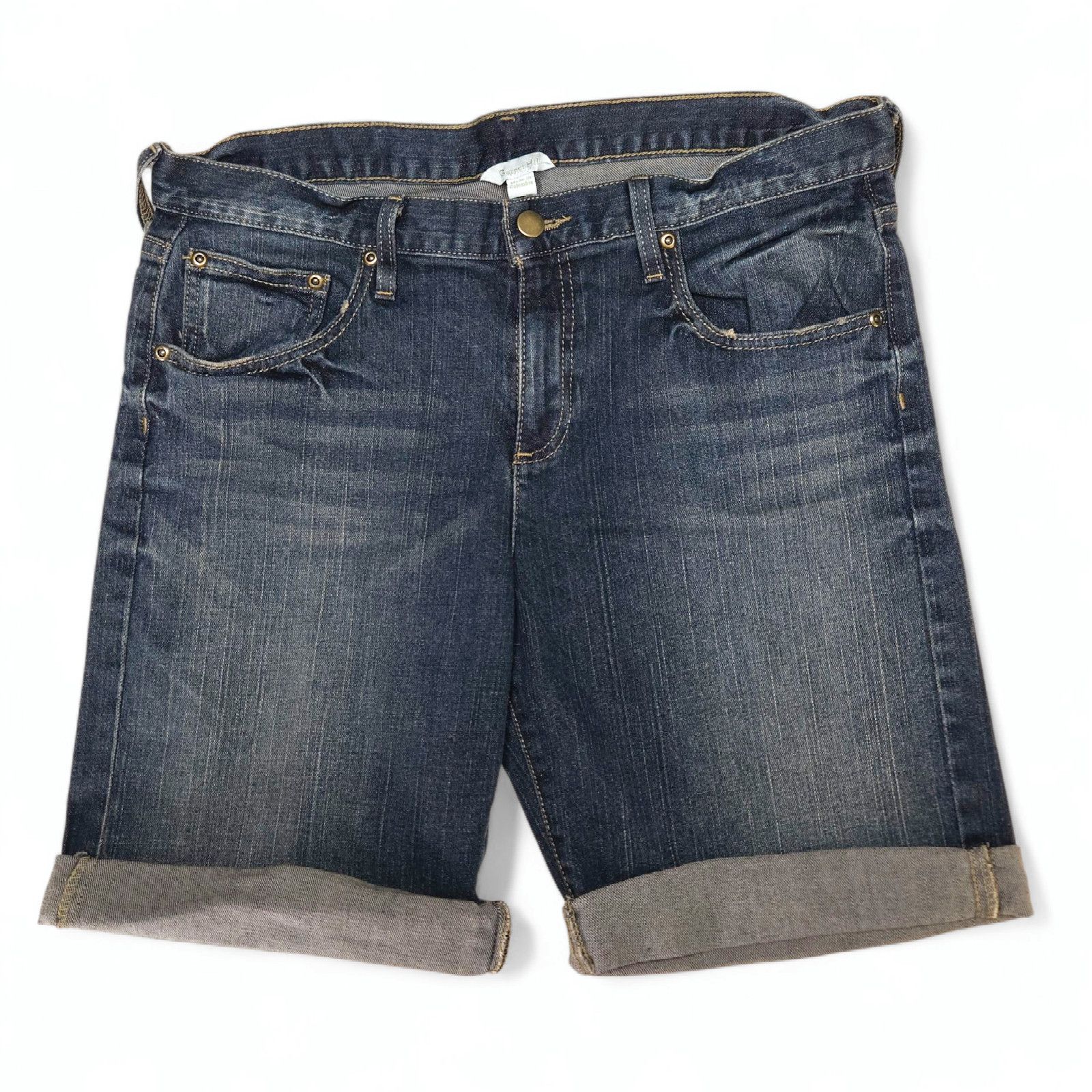 Other EUC Garnet Hill Bermuda Mid-Rise Jean Shorts Sz. 10 Cuff Size 32" / US 10 / IT 46 - 1 Thumbnail