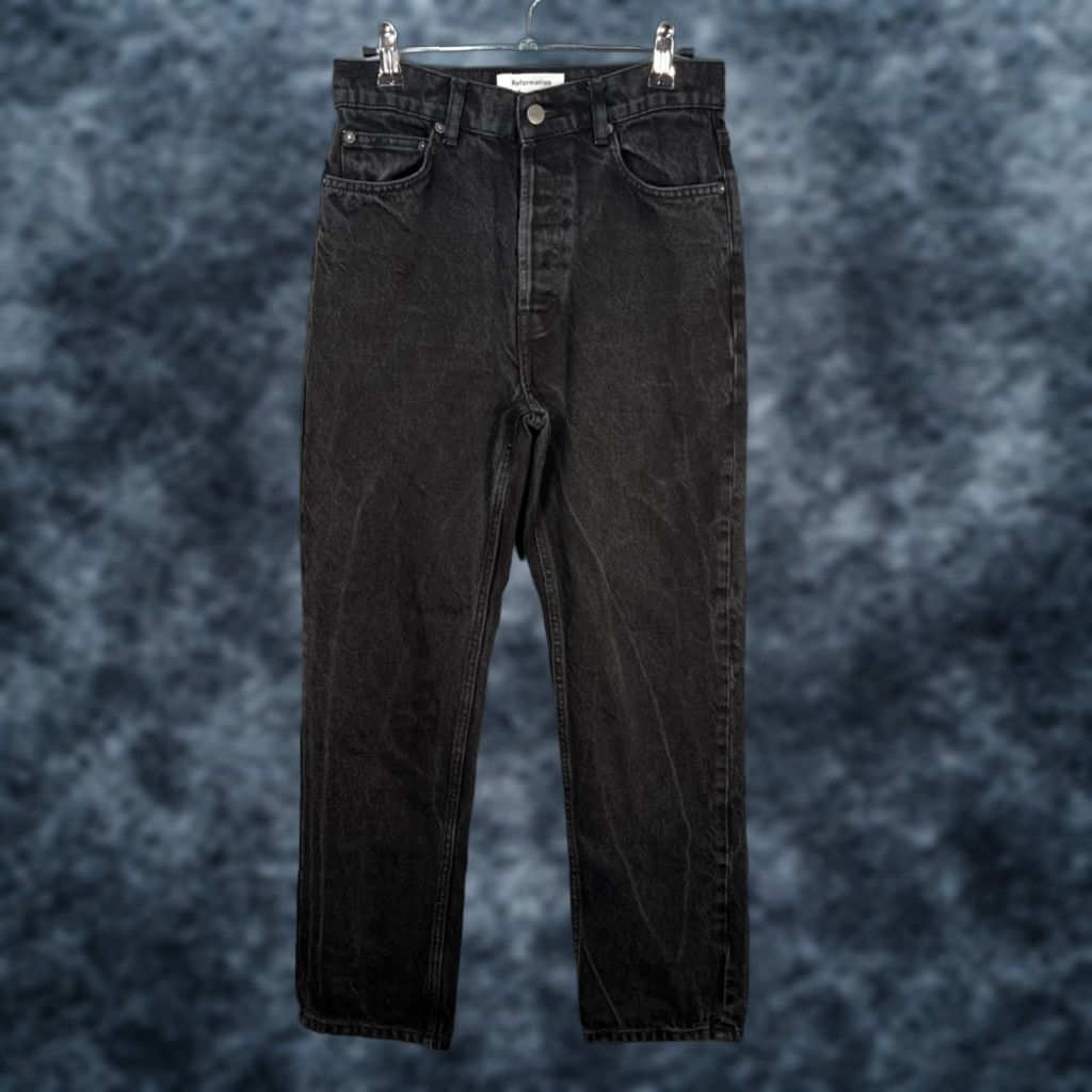 Reformation Reformation Jeans Black Denim Straight Leg 26 Womens Adults Regular 5-Pocket Inseam 28 High Rise Vintage No Size 26" / US 2 / IT 38 - 1 Thumbnail