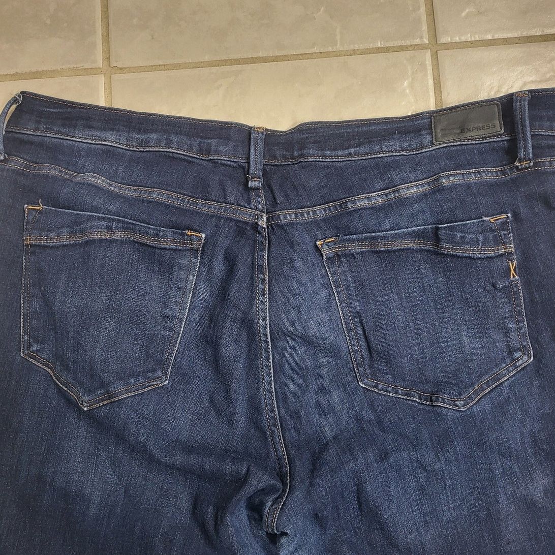 Express Express Dark Wash Mid Rise Legging - 18L Size 40" / US 18 - 3 Thumbnail