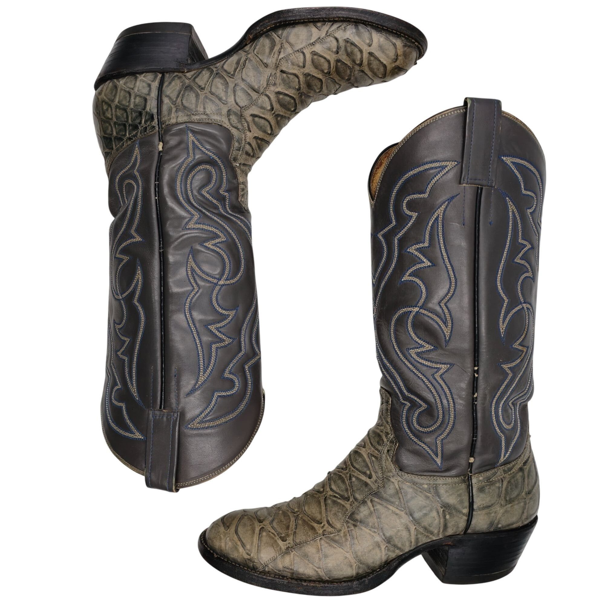 Other Vintage Pangolin Anteater Patina Gray Grey Round Toe Cowboy Size US 8.5 / EU 41-42 - 6 Thumbnail