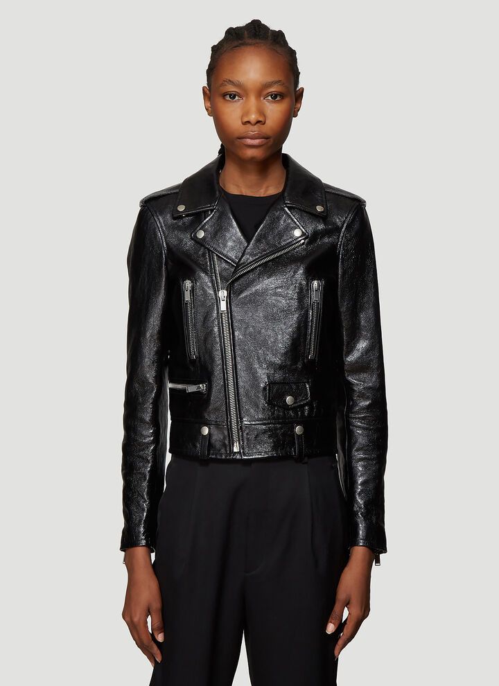 Saint Laurent Paris o1bcso1str1224 Motorcycle Jacket in Black Size XS / US 0-2 / IT 36-38 - 1 Thumbnail