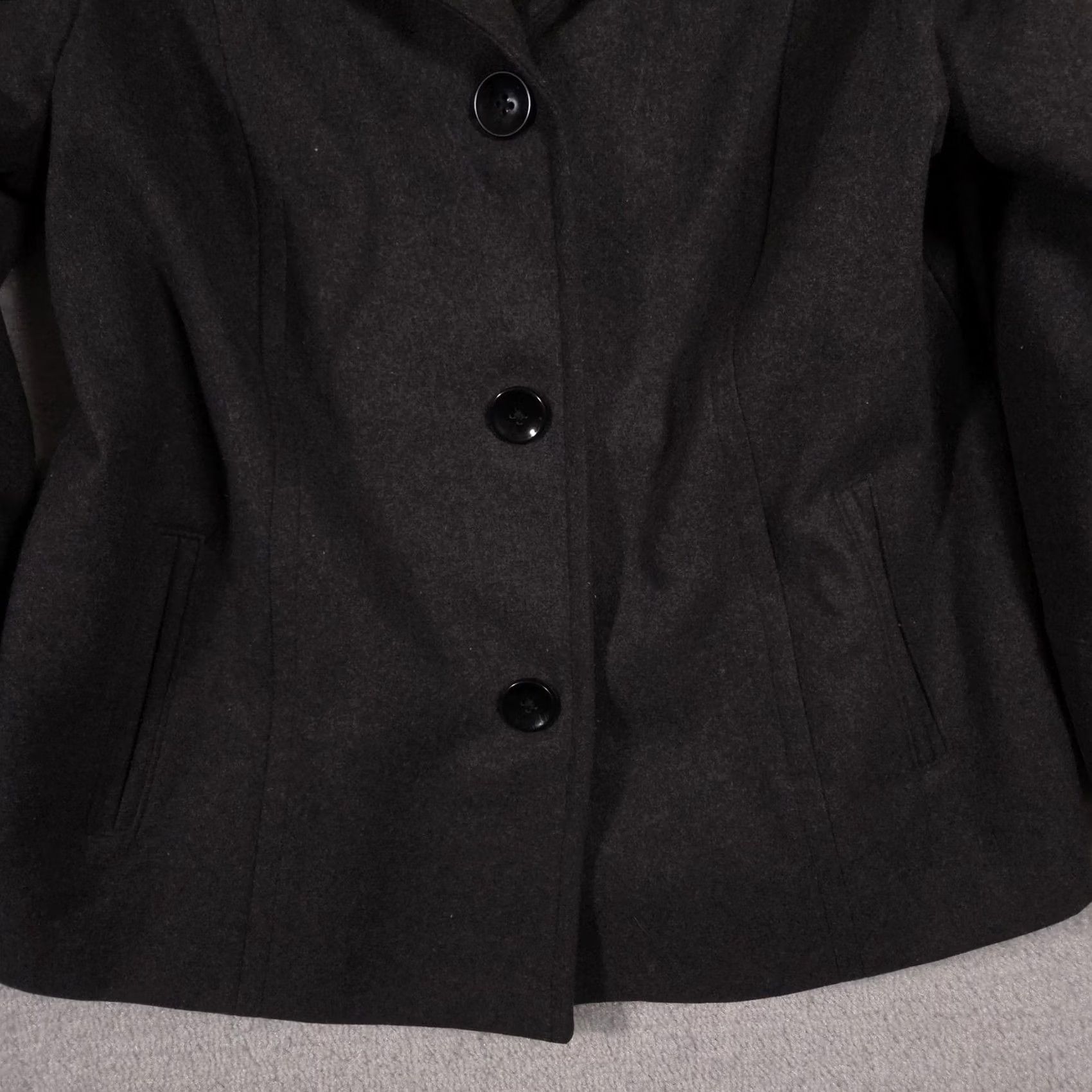 London Fog London Fog Coat Womens XL Gray Wool Blend Single Breasted Lined Button Front Pockets Mid-Length Casual Business Mens Womens Size XL / US 12-14 / IT 48-50 - 4 Thumbnail