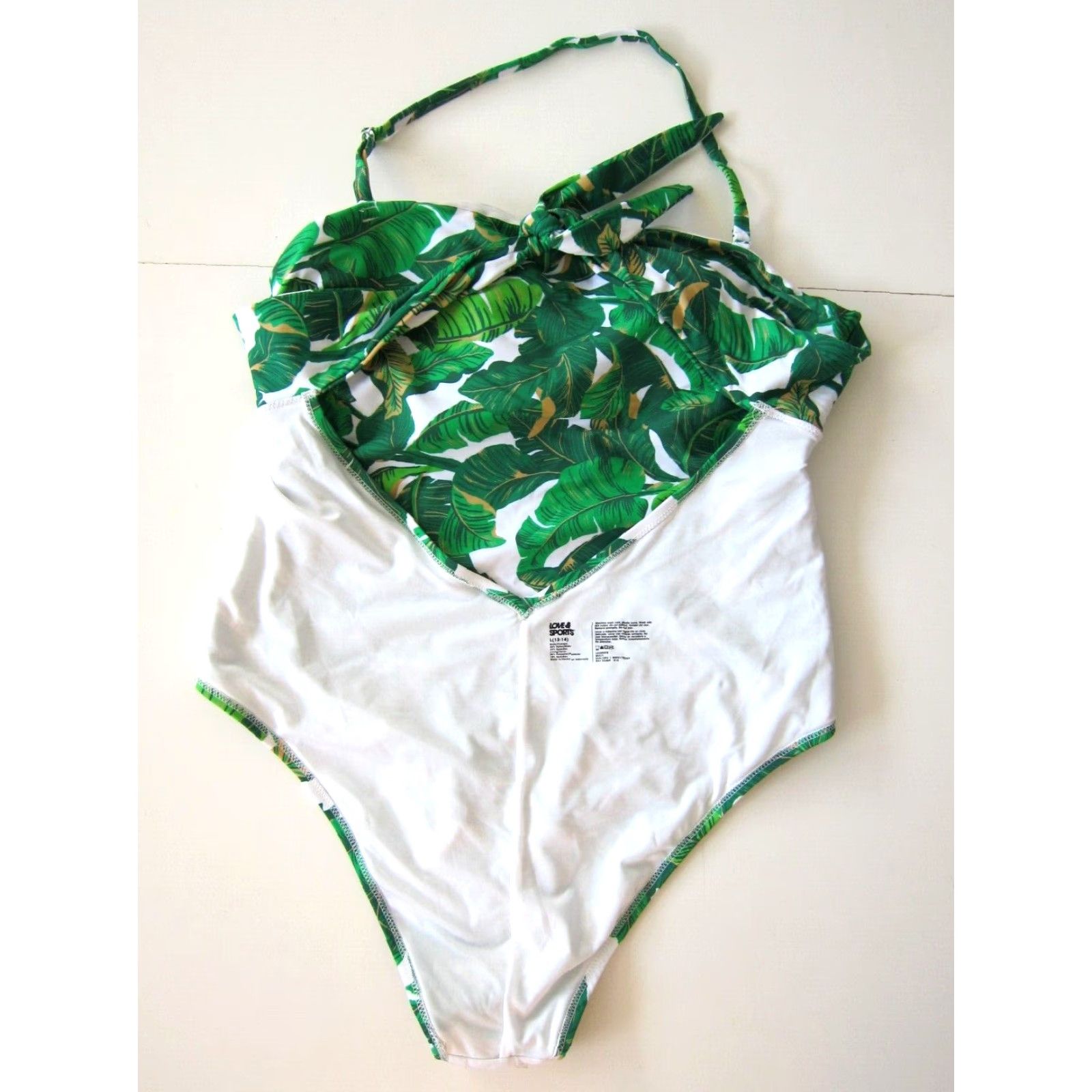 Vintage Love & Sports Green White Floral Hawaiian Built In Bra One Piece Swimsuit L Womens XS-XL Size ONE SIZE - 6 Thumbnail