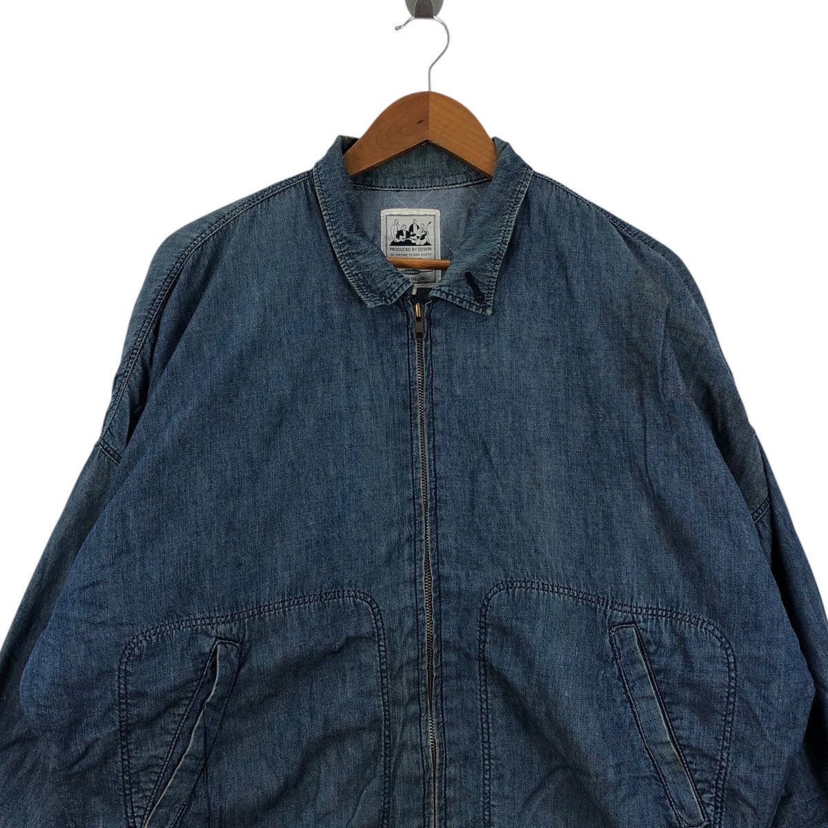 Edwin Vintage 80s EDWIN USA Indigo Bomber Jacket Size M / US 6-8 / IT 42-44 - 2 Thumbnail